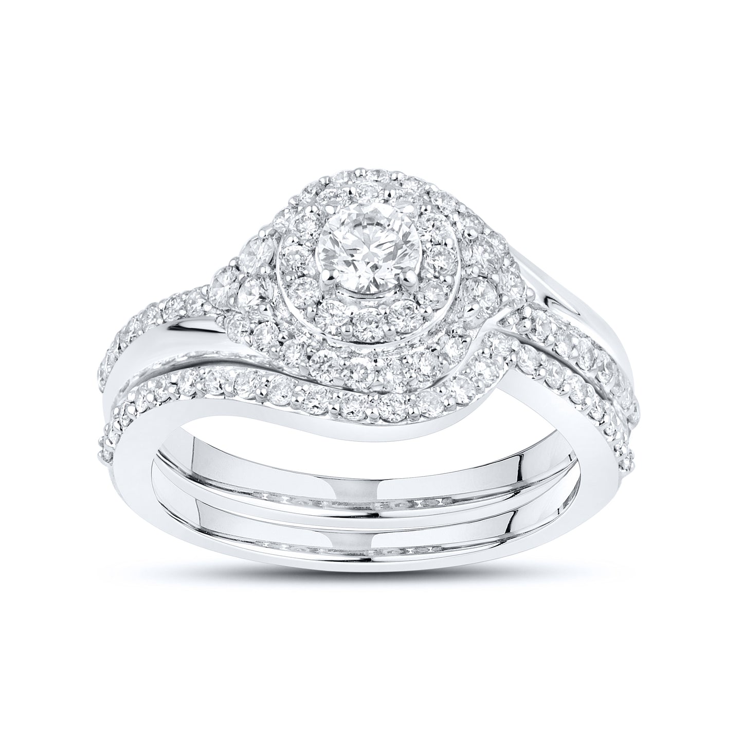 14kt White Gold 1.25 CTW Lab Diamond Engagement Ring Set