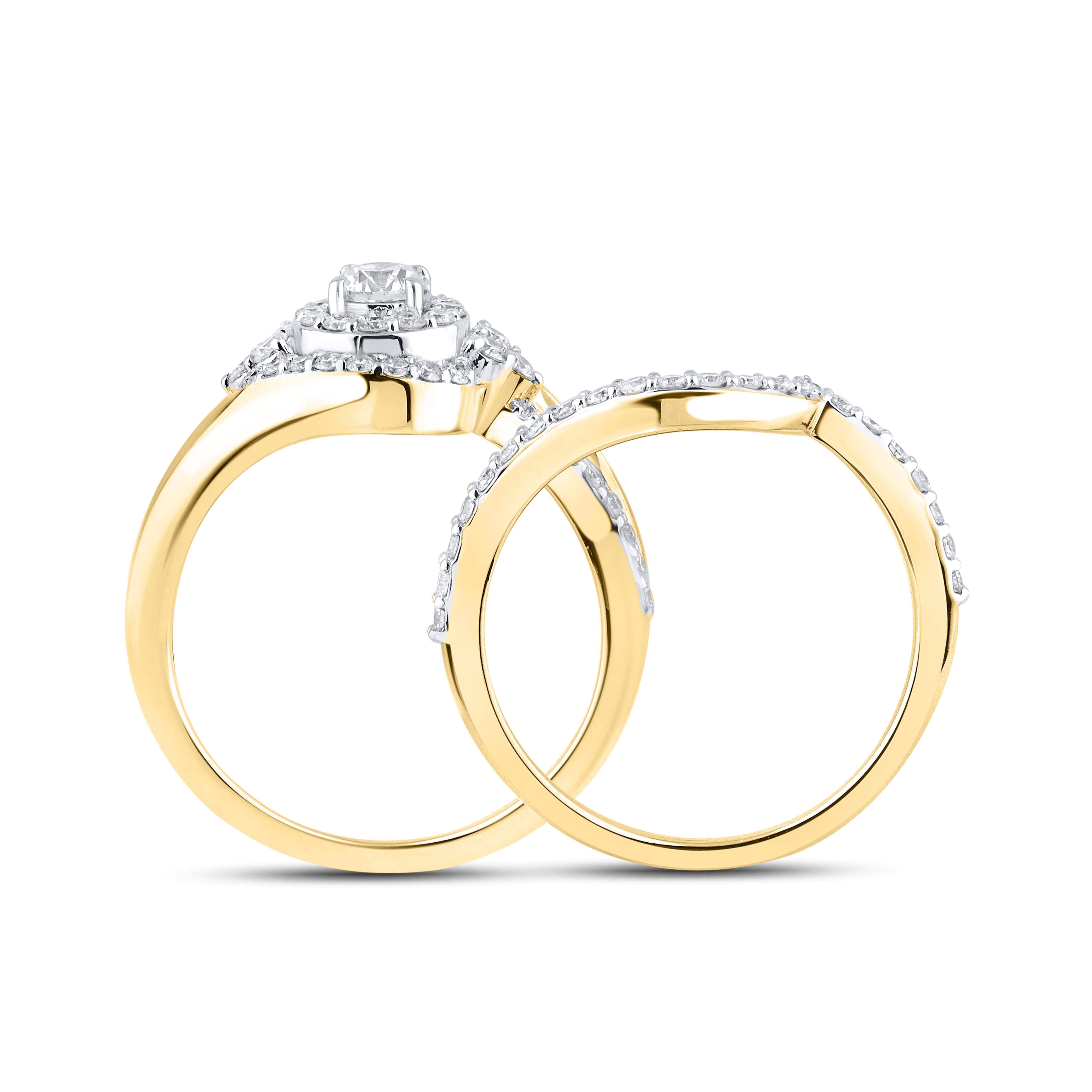 14K YELLOW GOLD NATURAL DIAMOND BRIDAL SET 1.14 CTW