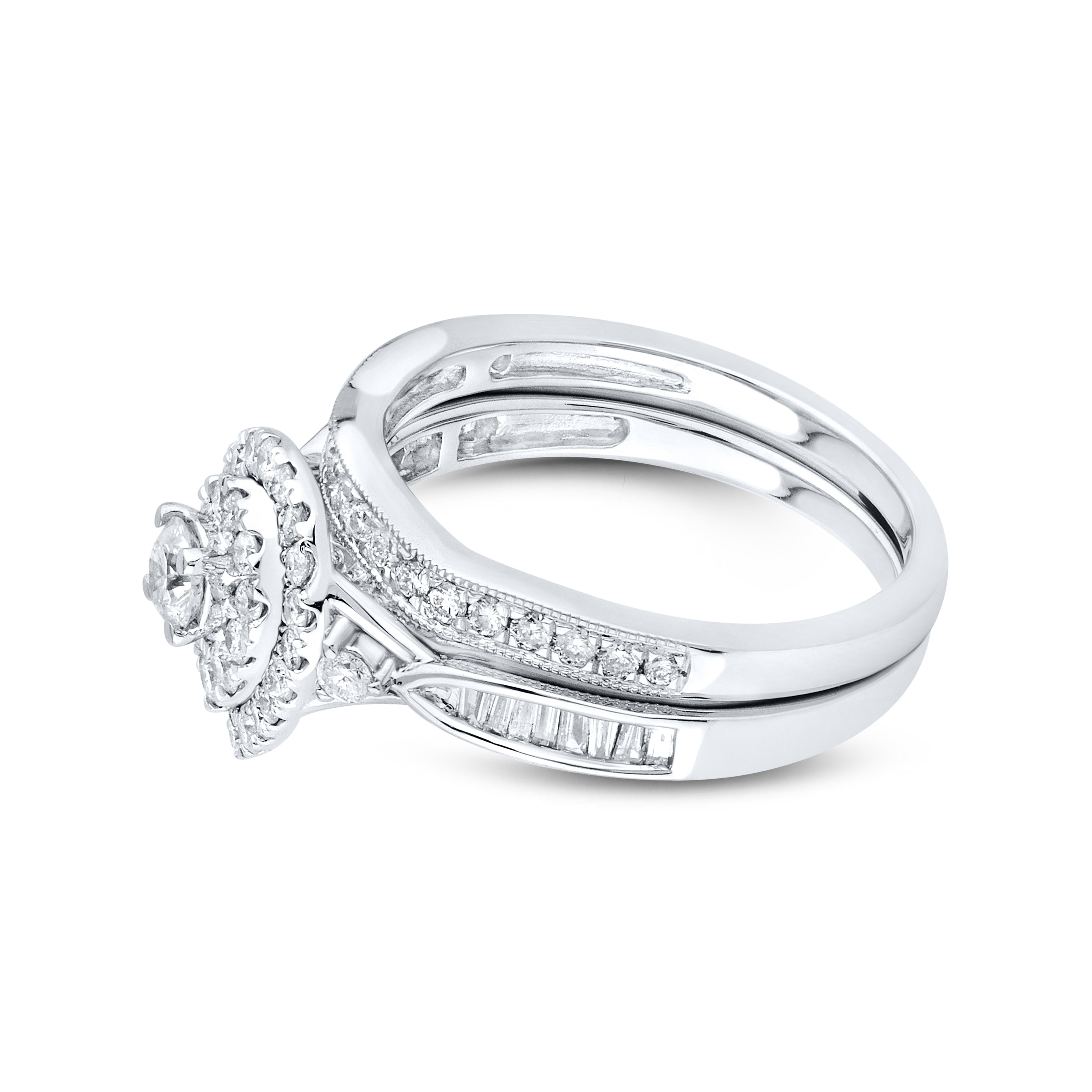 10KT WHITE GOLD 0.99 CTW DIAMOND BRIDAL SET