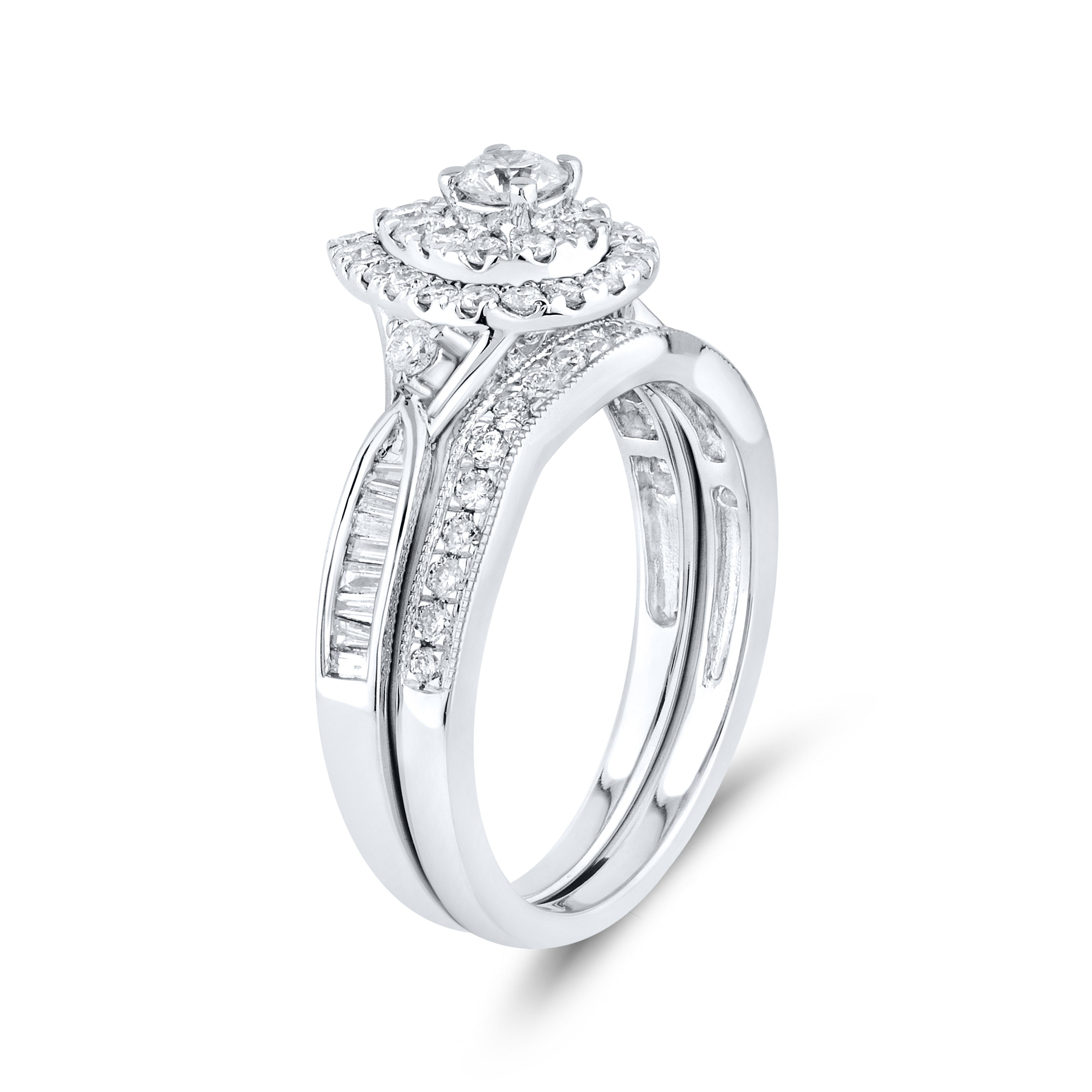 10KT WHITE GOLD 0.99 CTW DIAMOND BRIDAL SET