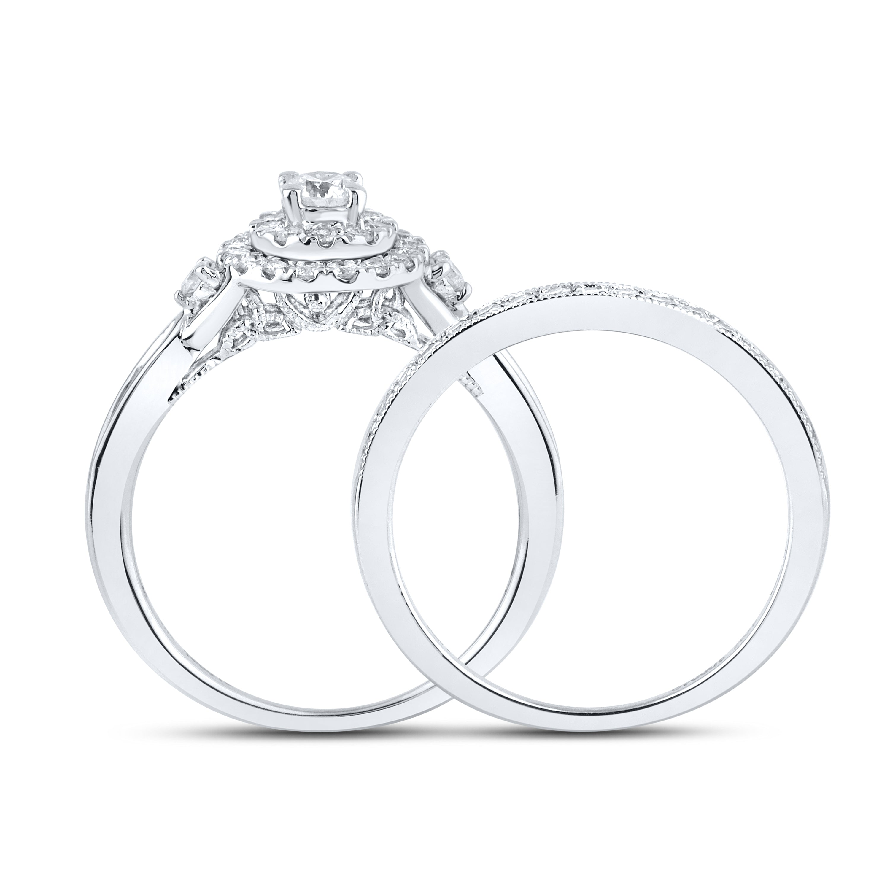 10KT WHITE GOLD 0.99 CTW DIAMOND BRIDAL SET