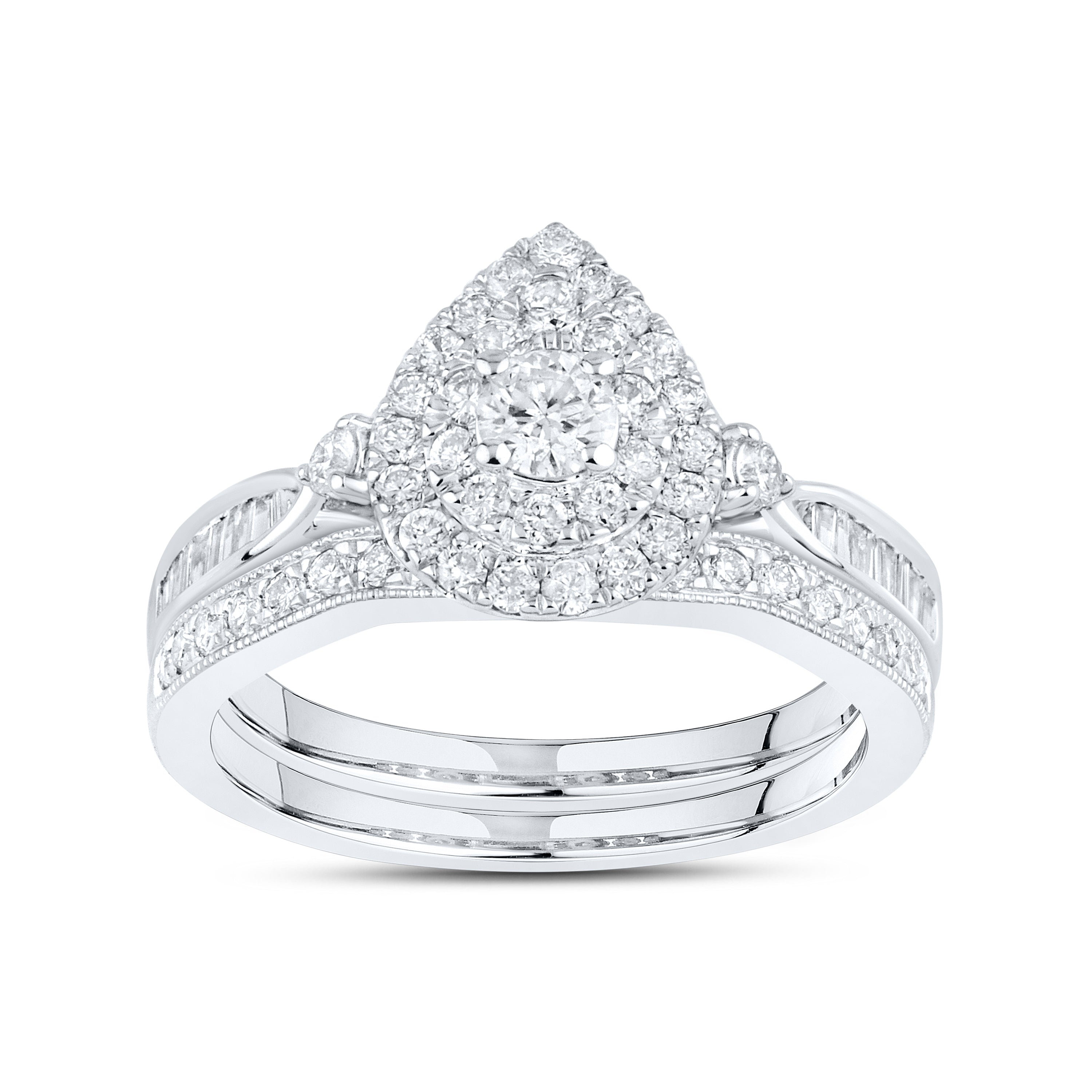 10KT WHITE GOLD 0.99 CTW DIAMOND BRIDAL SET