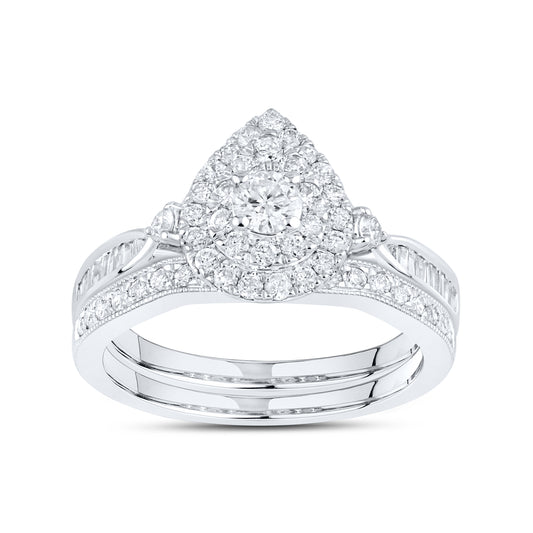 10KT WHITE GOLD 0.99 CTW DIAMOND BRIDAL SET