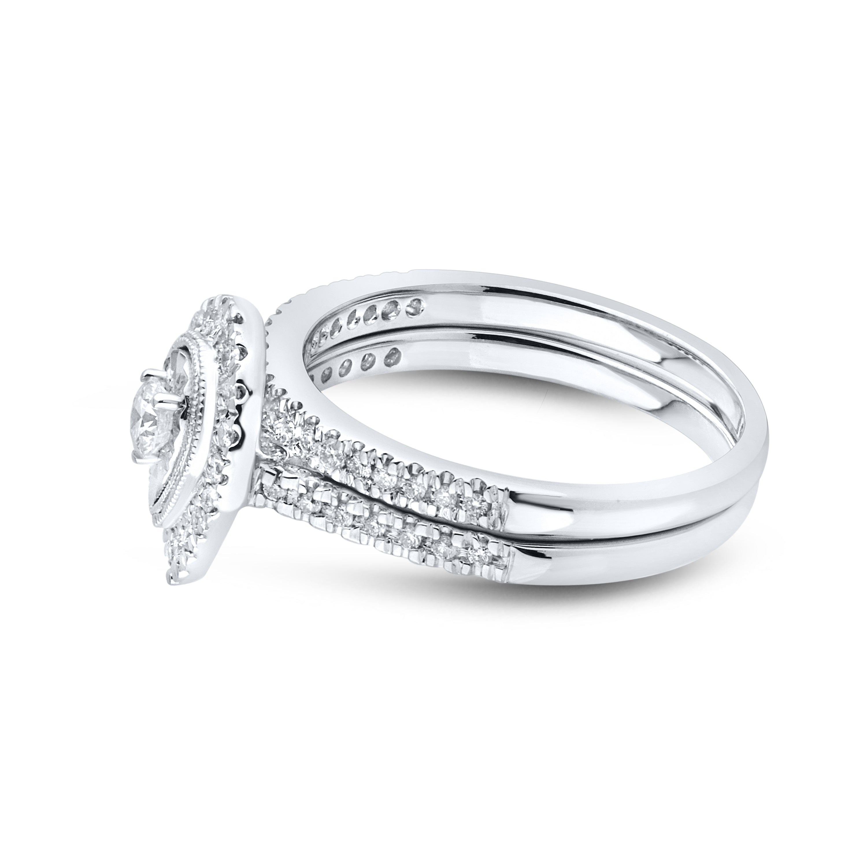 14k white gold 1.05 CTW Natural Diamond Bridal ring set