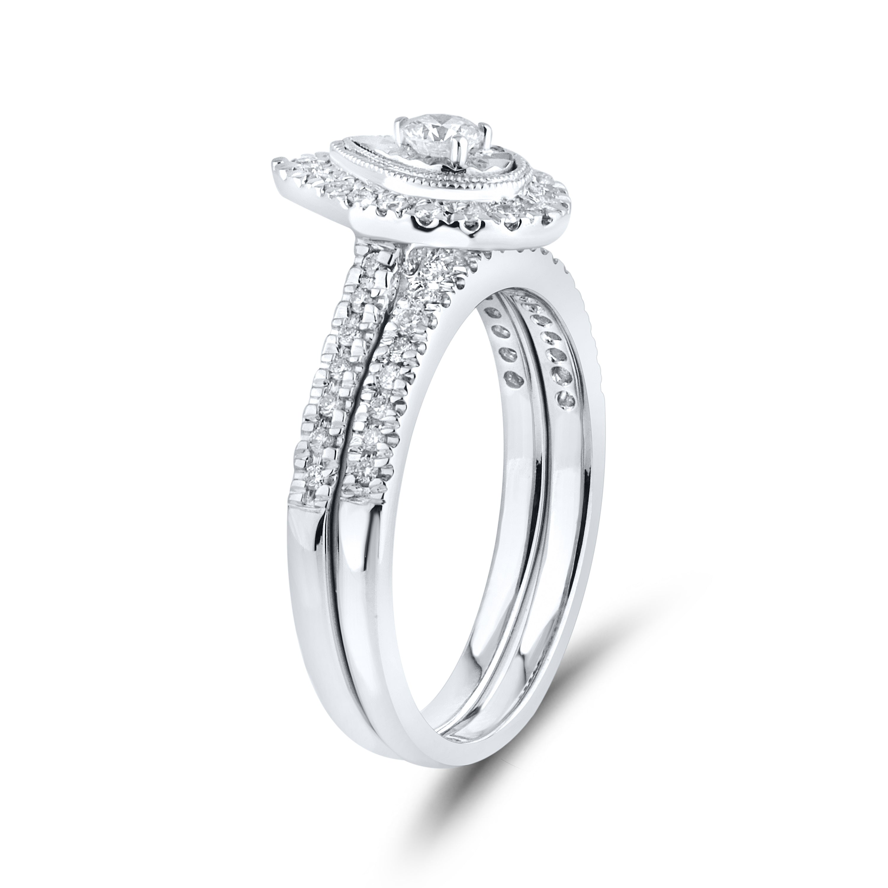 14k white gold 1.05 CTW Natural Diamond Bridal ring set