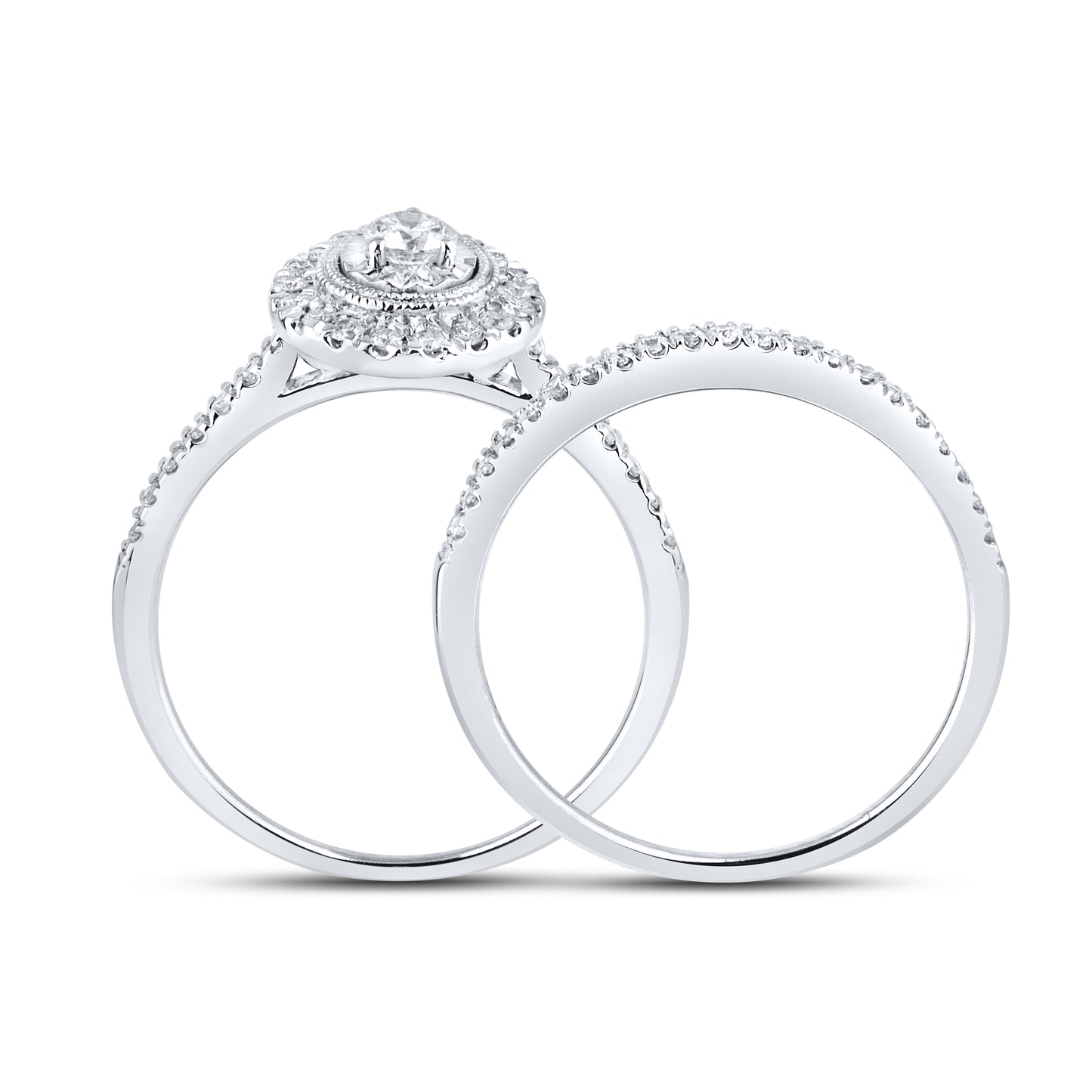 14k white gold 1.05 CTW Natural Diamond Bridal ring set