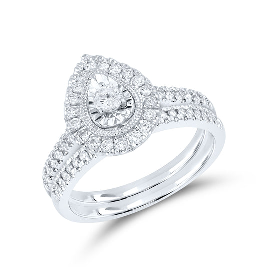 10KT WHITE GOLD 0.49 CTW DIAMOND BRIDAL SET