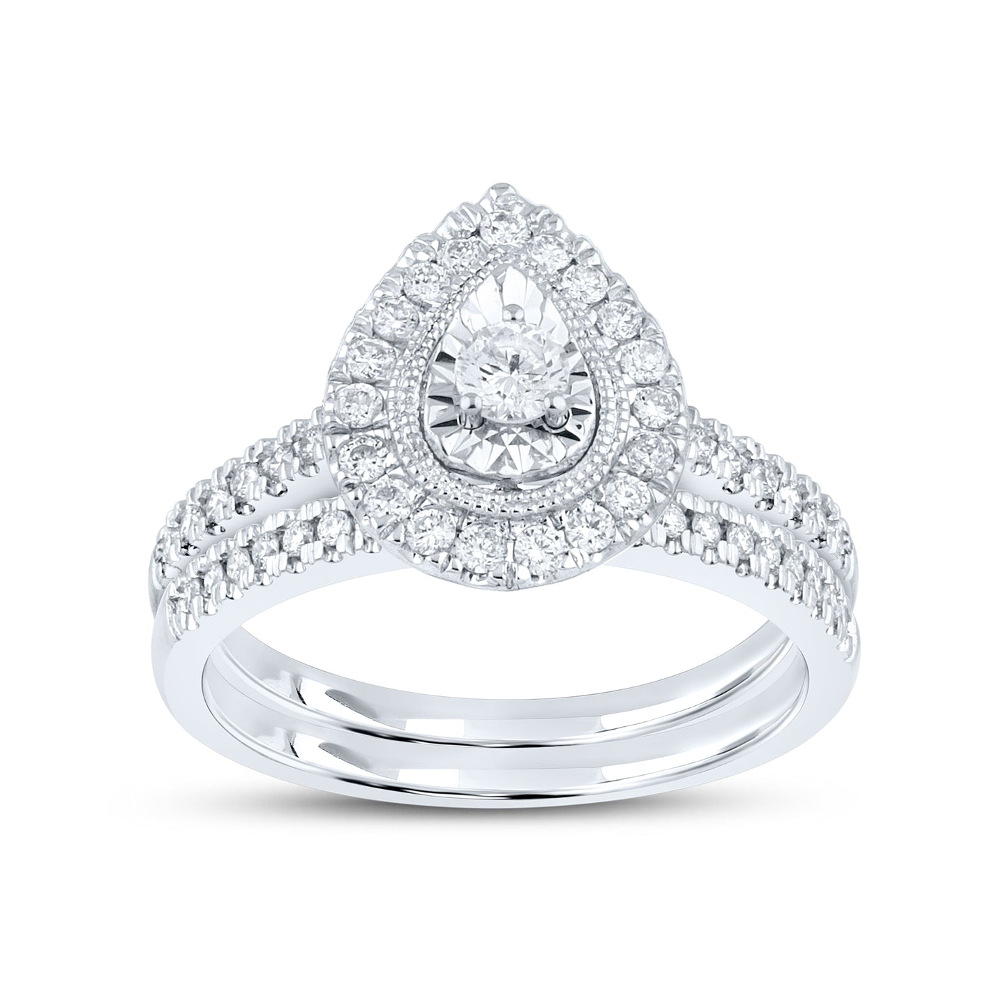 10KT WHITE GOLD 0.49 CTW DIAMOND BRIDAL SET