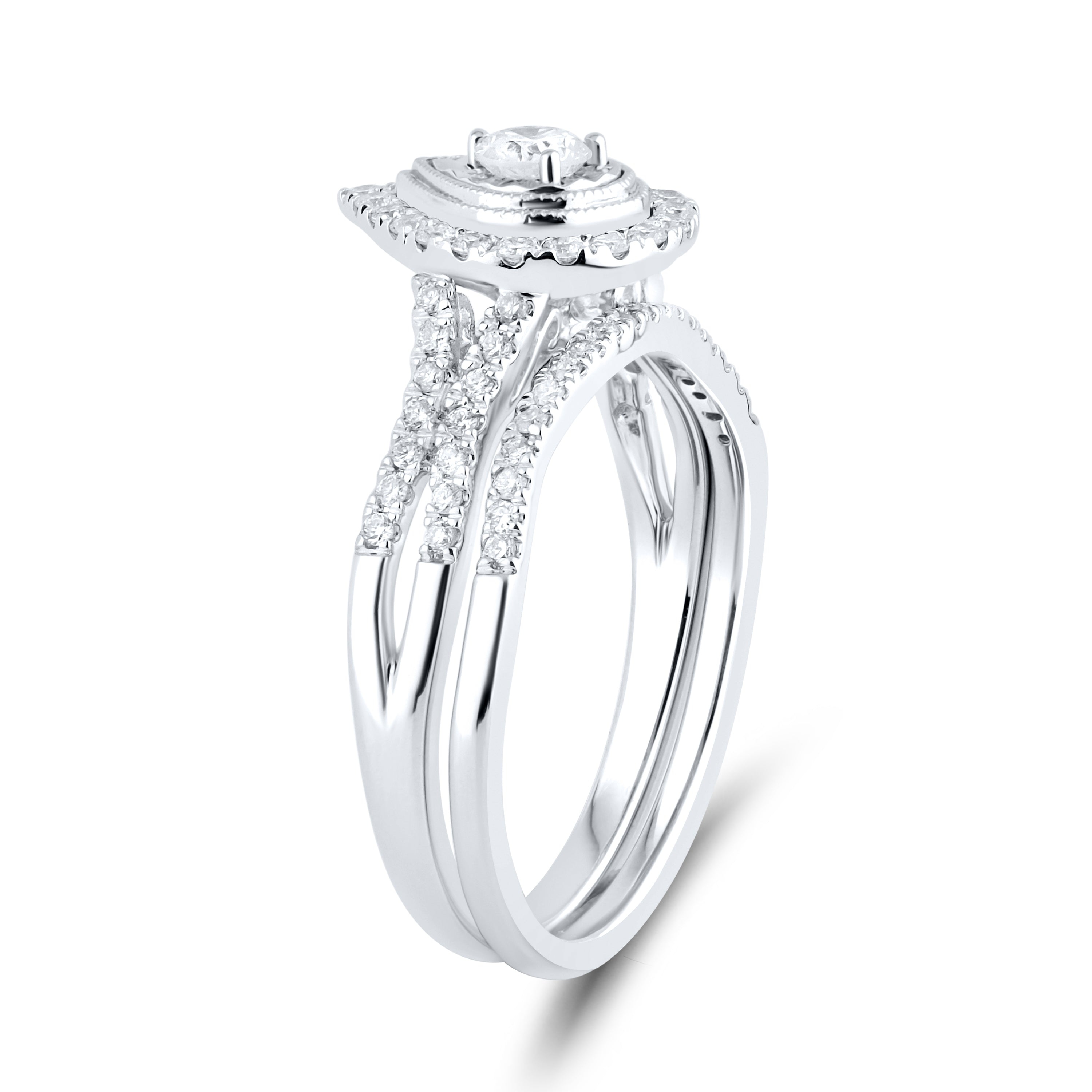 10KT WHITE GOLD 0.54 CTW DIAMOND BRIDAL SET