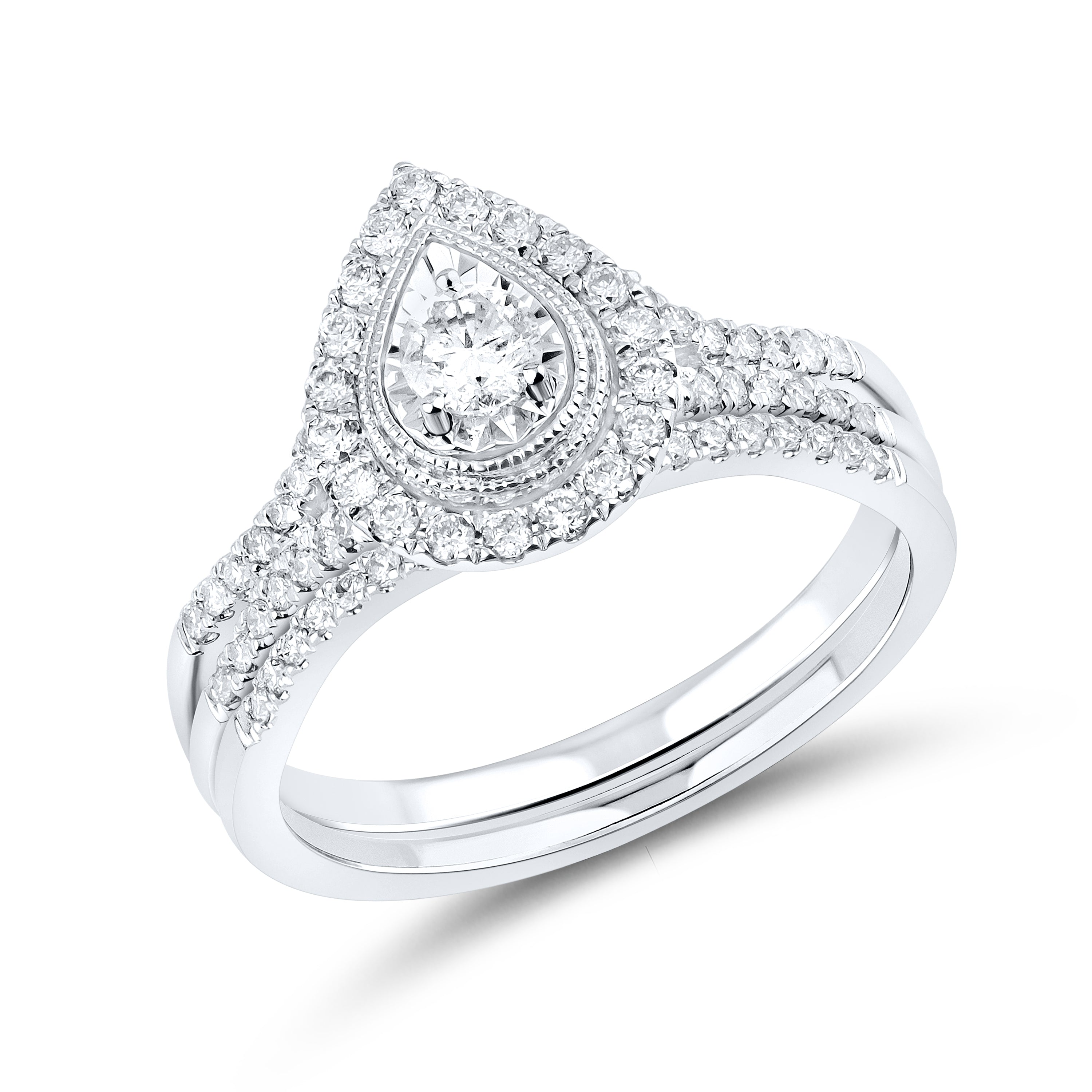 10KT WHITE GOLD 0.54 CTW DIAMOND BRIDAL SET