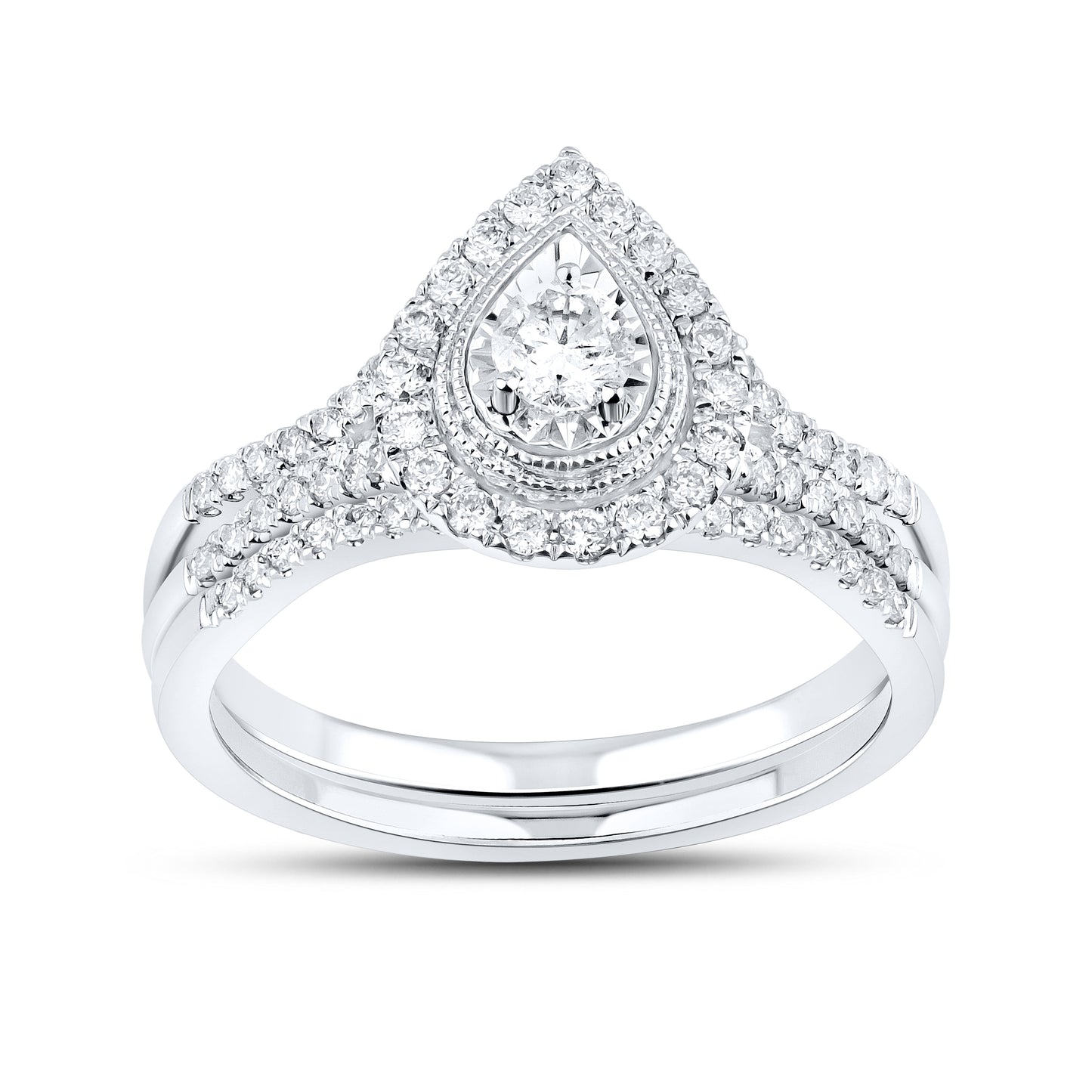 10KT WHITE GOLD 0.54 CTW DIAMOND BRIDAL SET