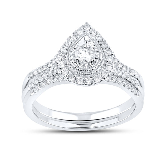 10KT WHITE GOLD 0.54 CTW DIAMOND BRIDAL SET
