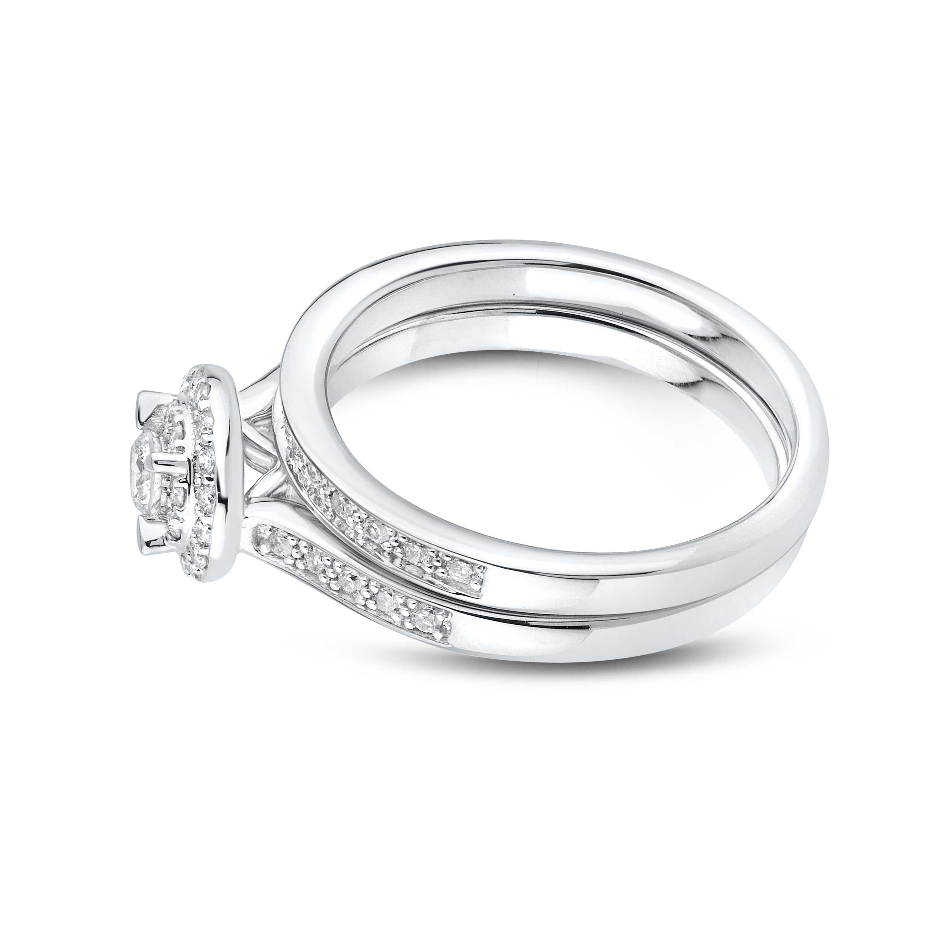 14kt White Gold 0.48 CTW Natural Diamond Bridal Ring Set