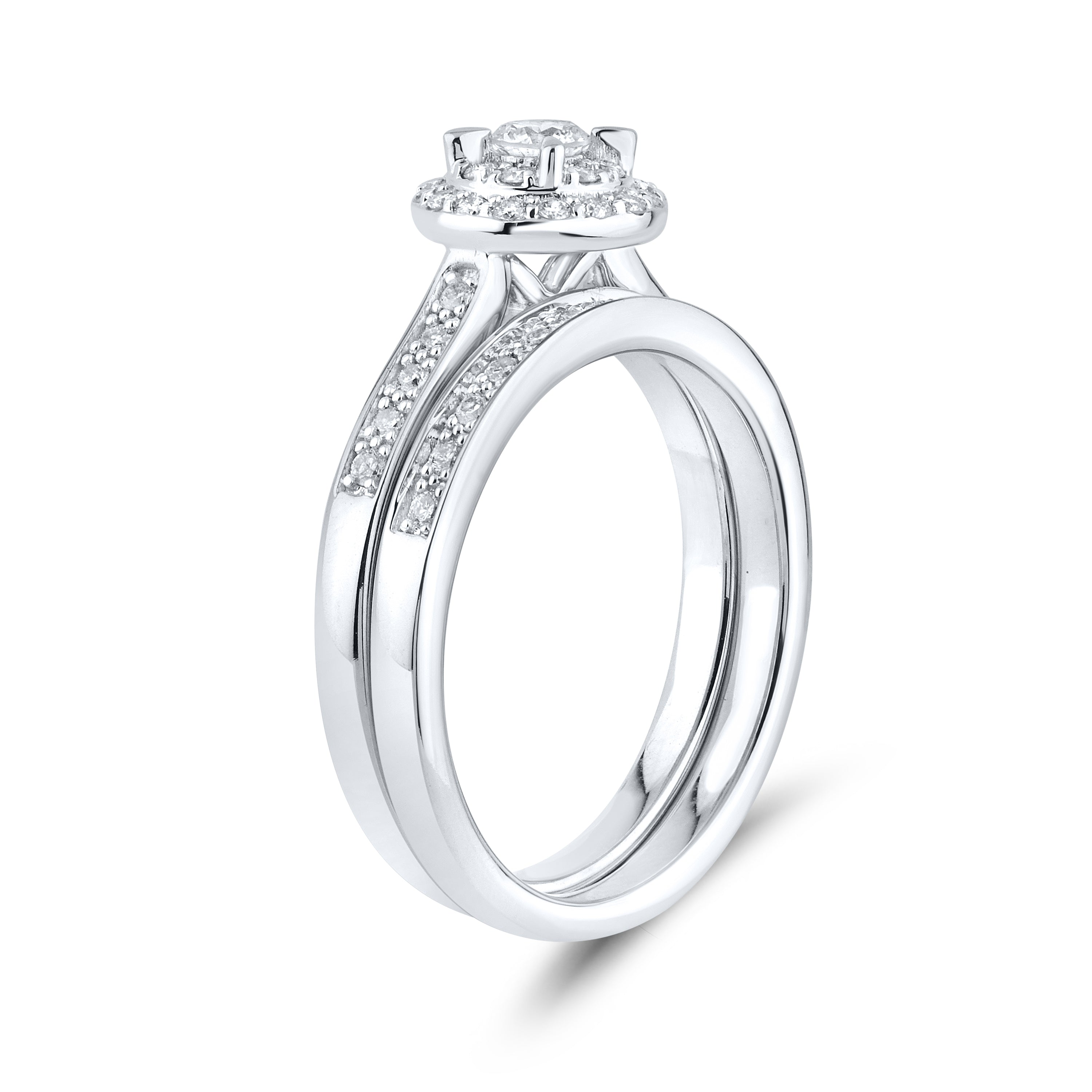 14kt White Gold 0.48 CTW Natural Diamond Bridal Ring Set