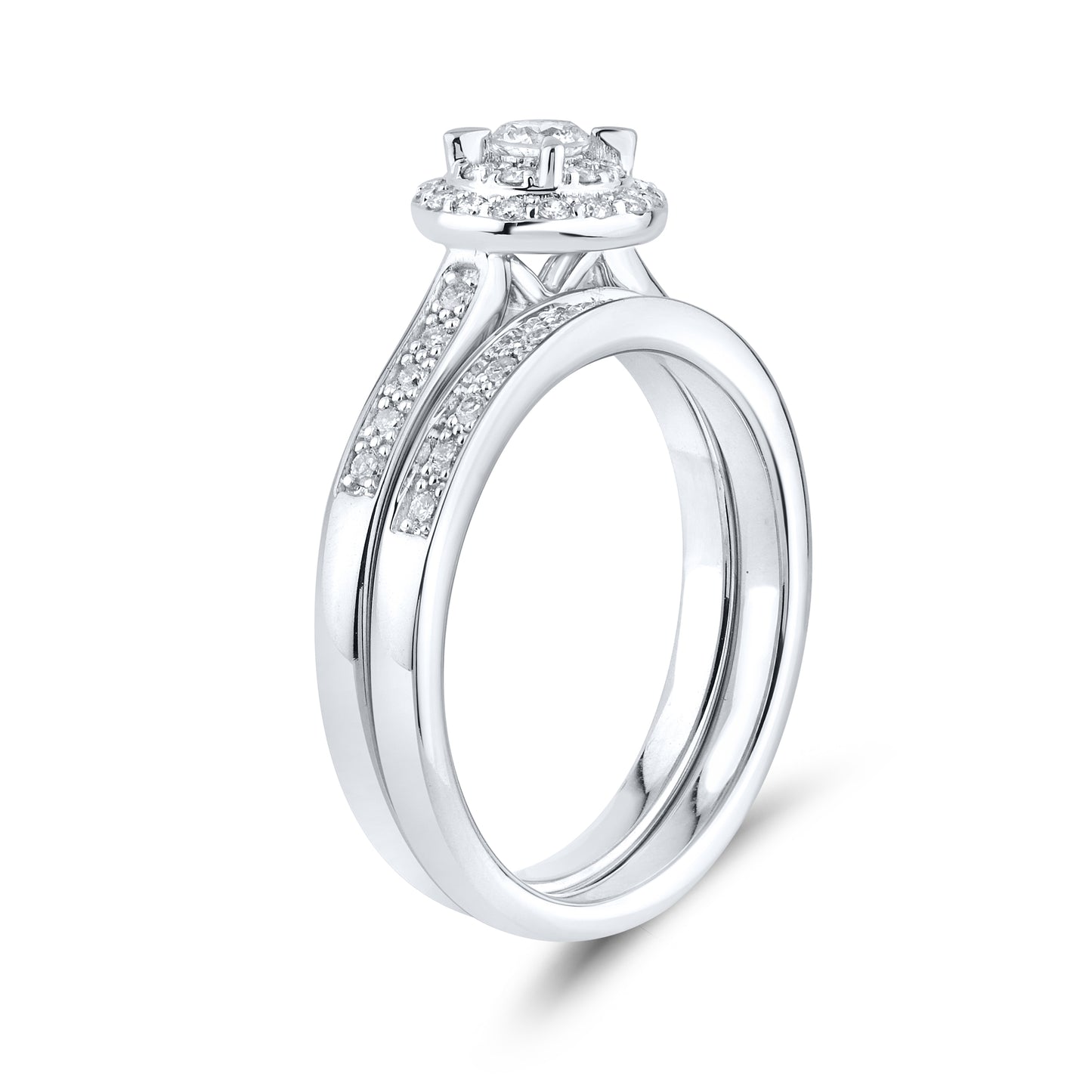 14kt White Gold 0.48 CTW Natural Diamond Bridal Ring Set