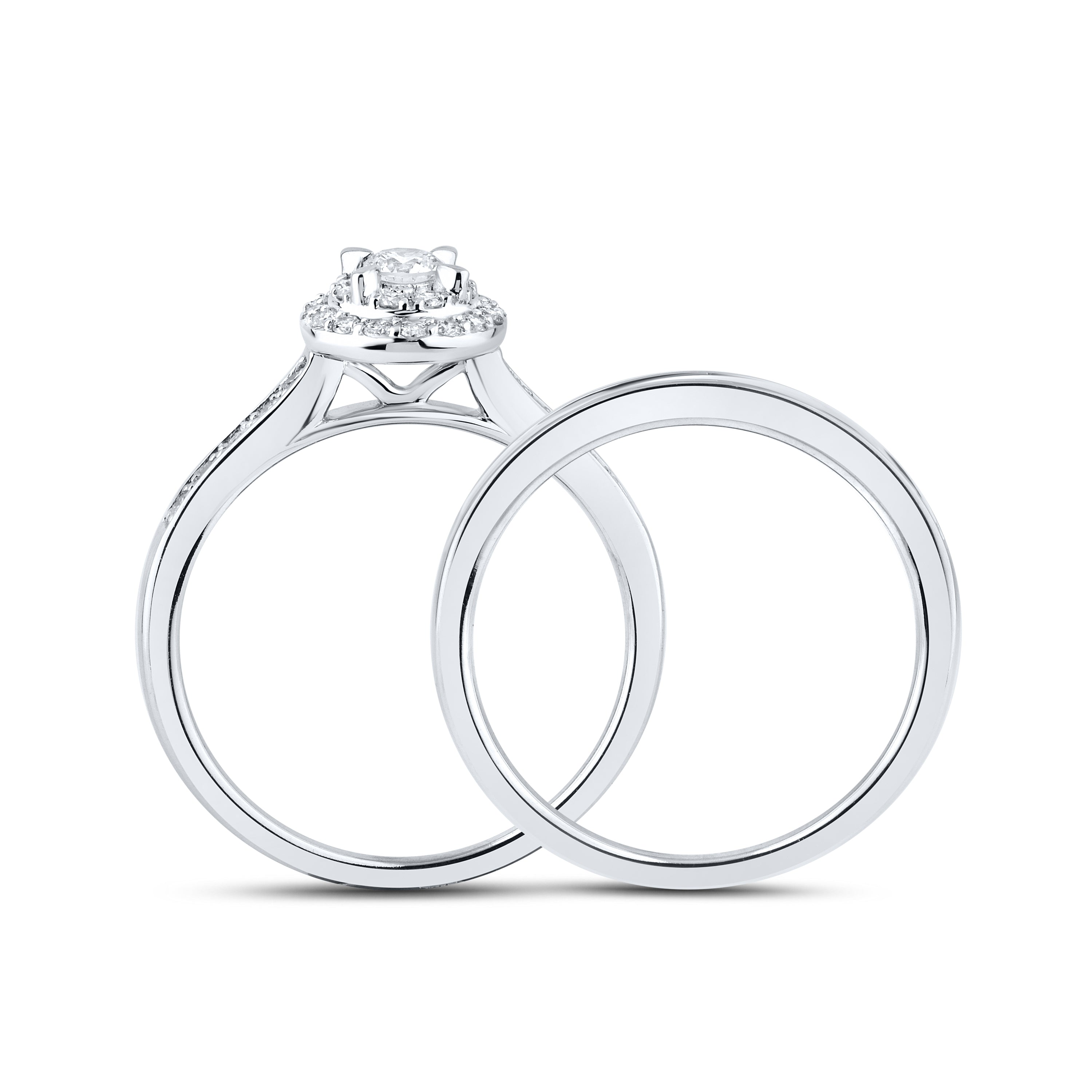 14kt White Gold 0.48 CTW Natural Diamond Bridal Ring Set