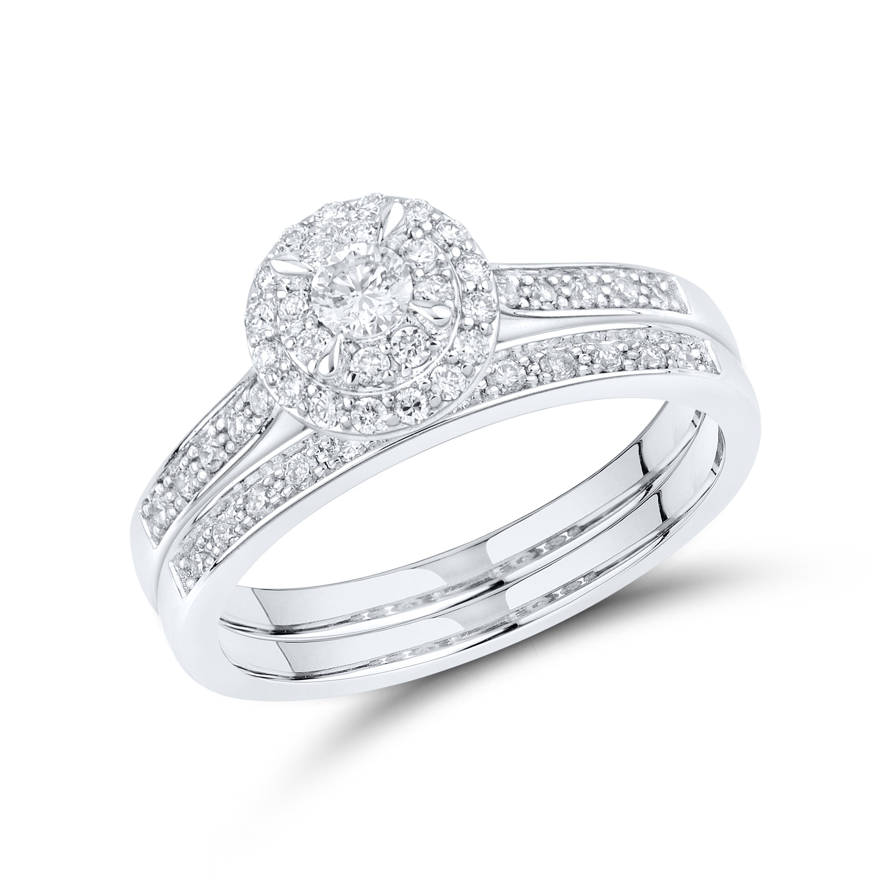 14kt White Gold 0.48 CTW Natural Diamond Bridal Ring Set