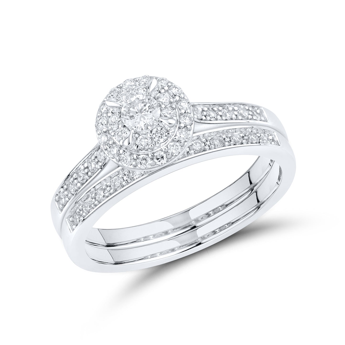 14kt White Gold 0.48 CTW Natural Diamond Bridal Ring Set