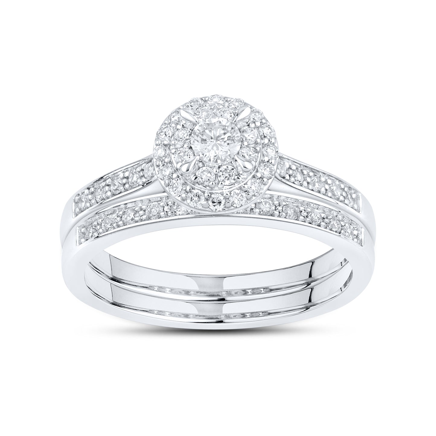 14kt White Gold 0.48 CTW Natural Diamond Bridal Ring Set