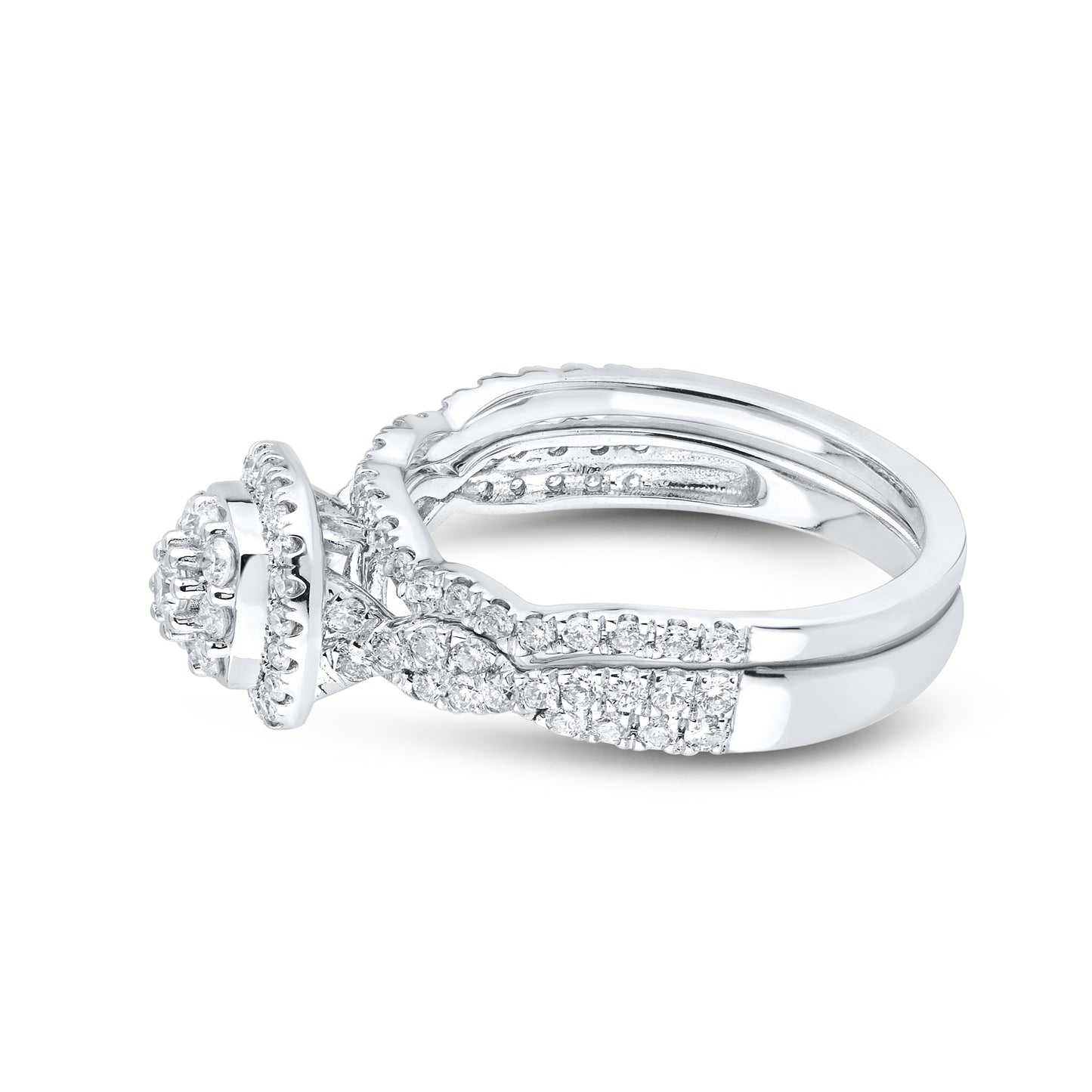 14KT WHITE GOLD NATURAL DIAMOND BRIDAL RING SET 0.50 CTW