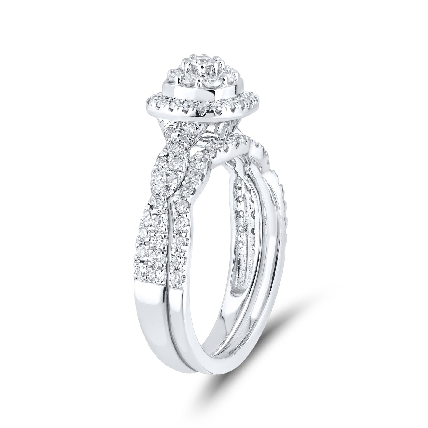 14KT WHITE GOLD NATURAL DIAMOND BRIDAL RING SET 0.50 CTW