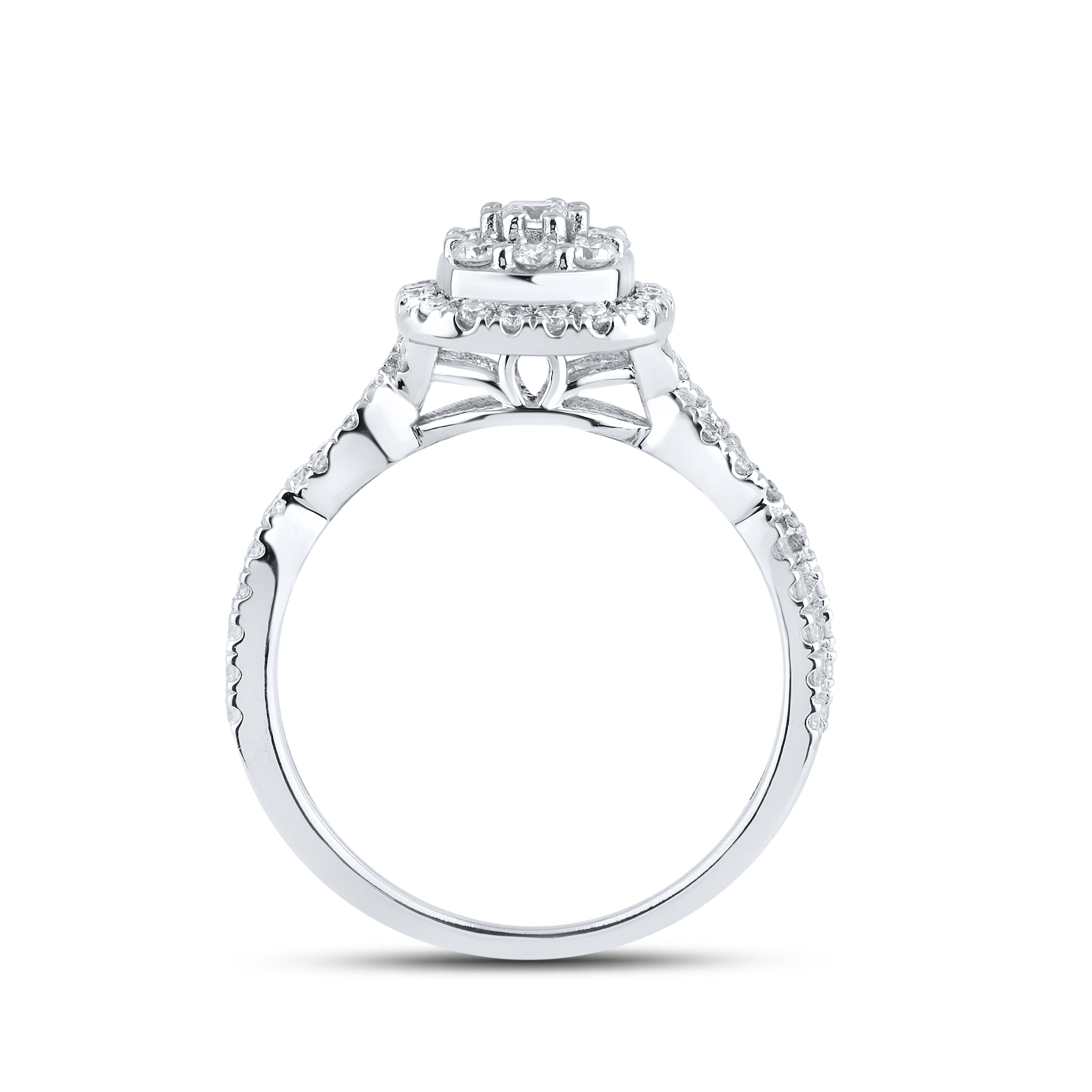 14KT WHITE GOLD NATURAL DIAMOND BRIDAL RING SET 0.50 CTW