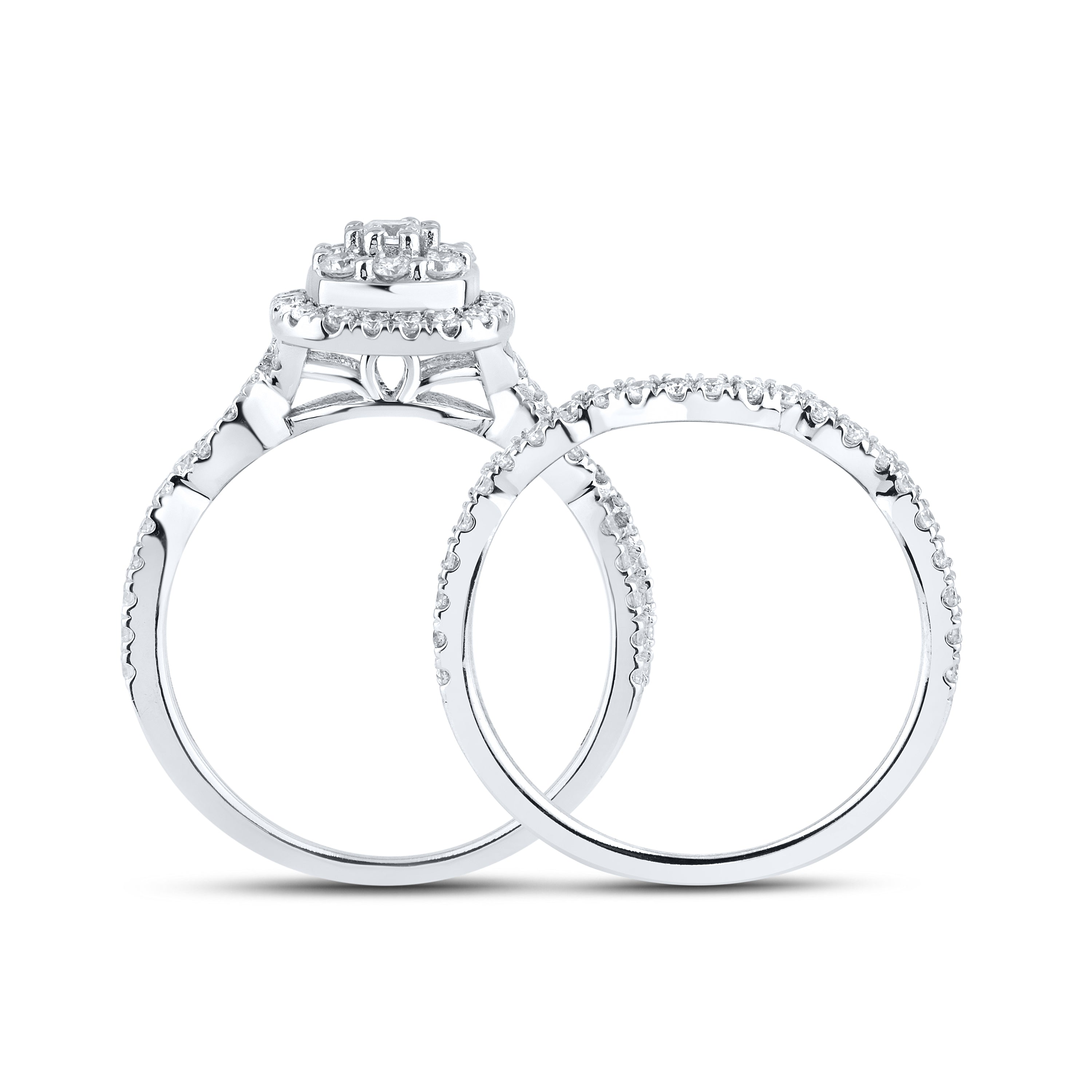 14KT WHITE GOLD NATURAL DIAMOND BRIDAL RING SET 0.50 CTW