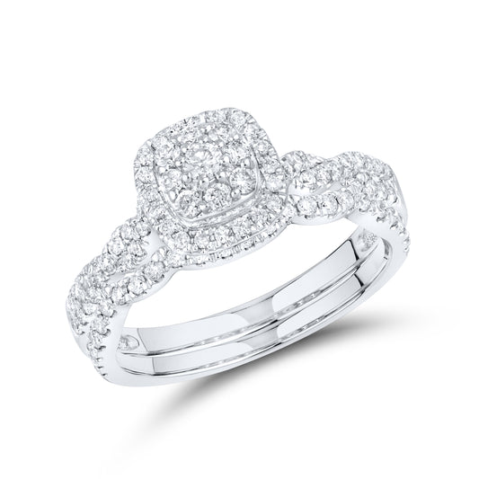 14KT WHITE GOLD NATURAL DIAMOND BRIDAL RING SET 0.50 CTW