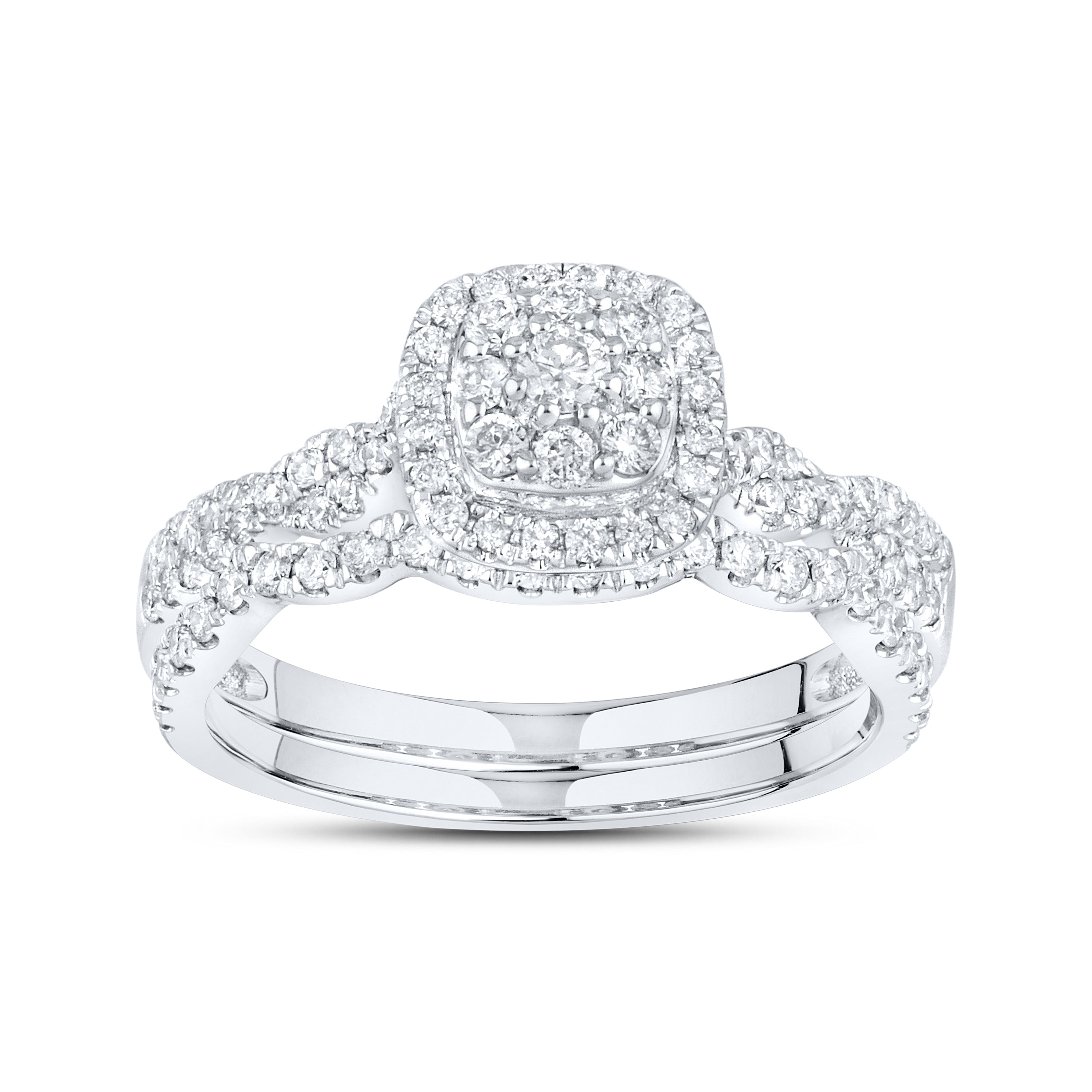 14KT WHITE GOLD NATURAL DIAMOND BRIDAL RING SET 0.50 CTW