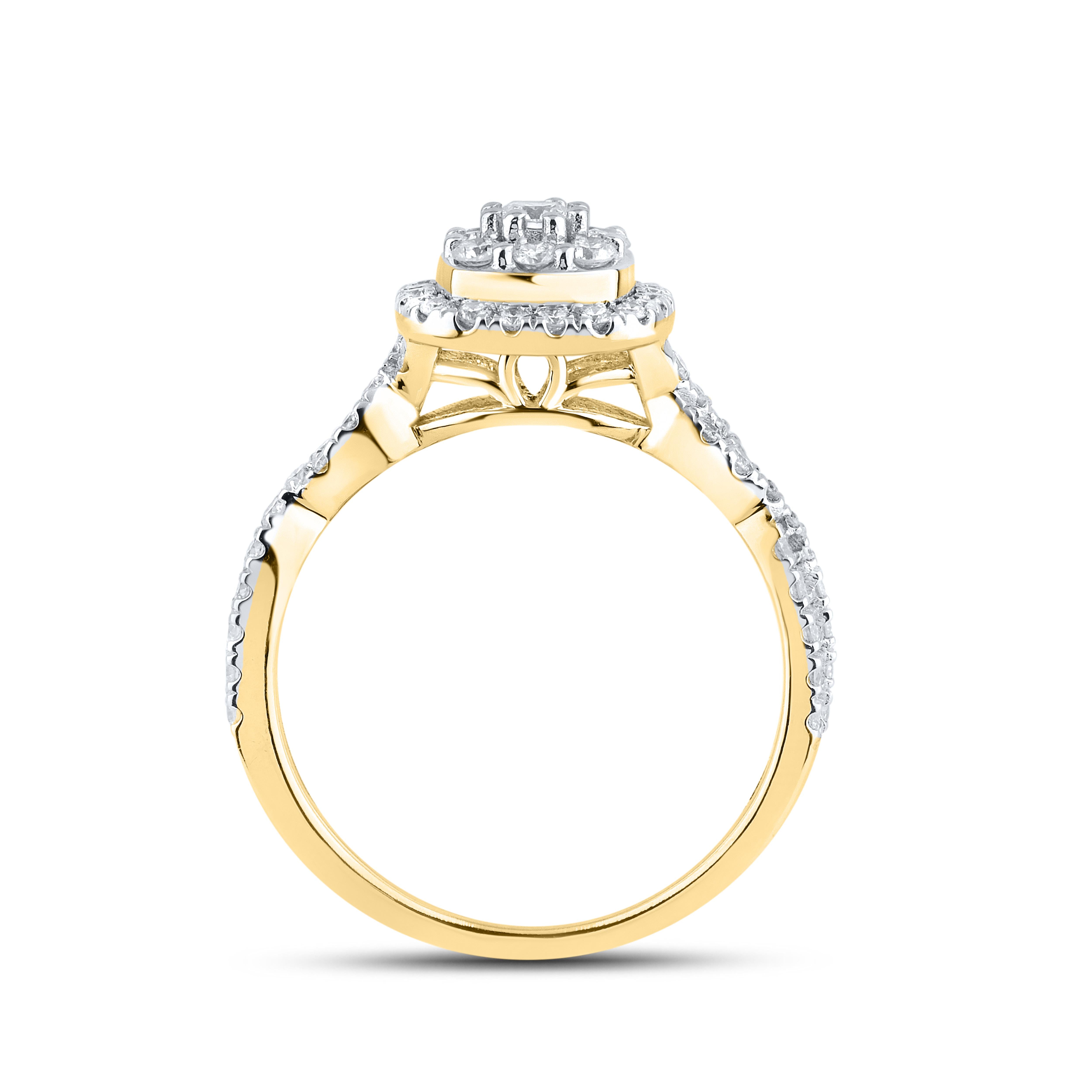 14KT YELLOW GOLD NATURAL DIAMOND BRIDAL RING SET 0.54 CTW