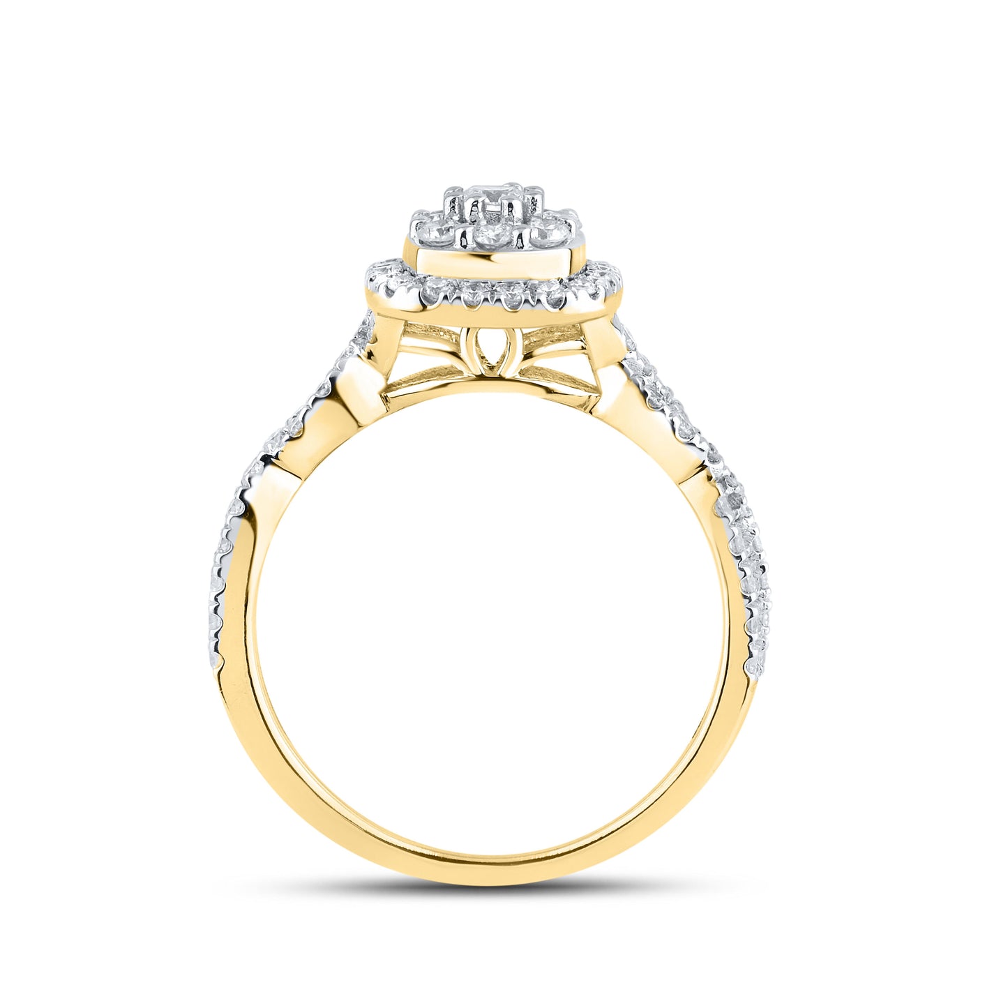 14K YELLOW GOLD NATURAL DIAMOND BRIDAL RING SET 0.54 CTW