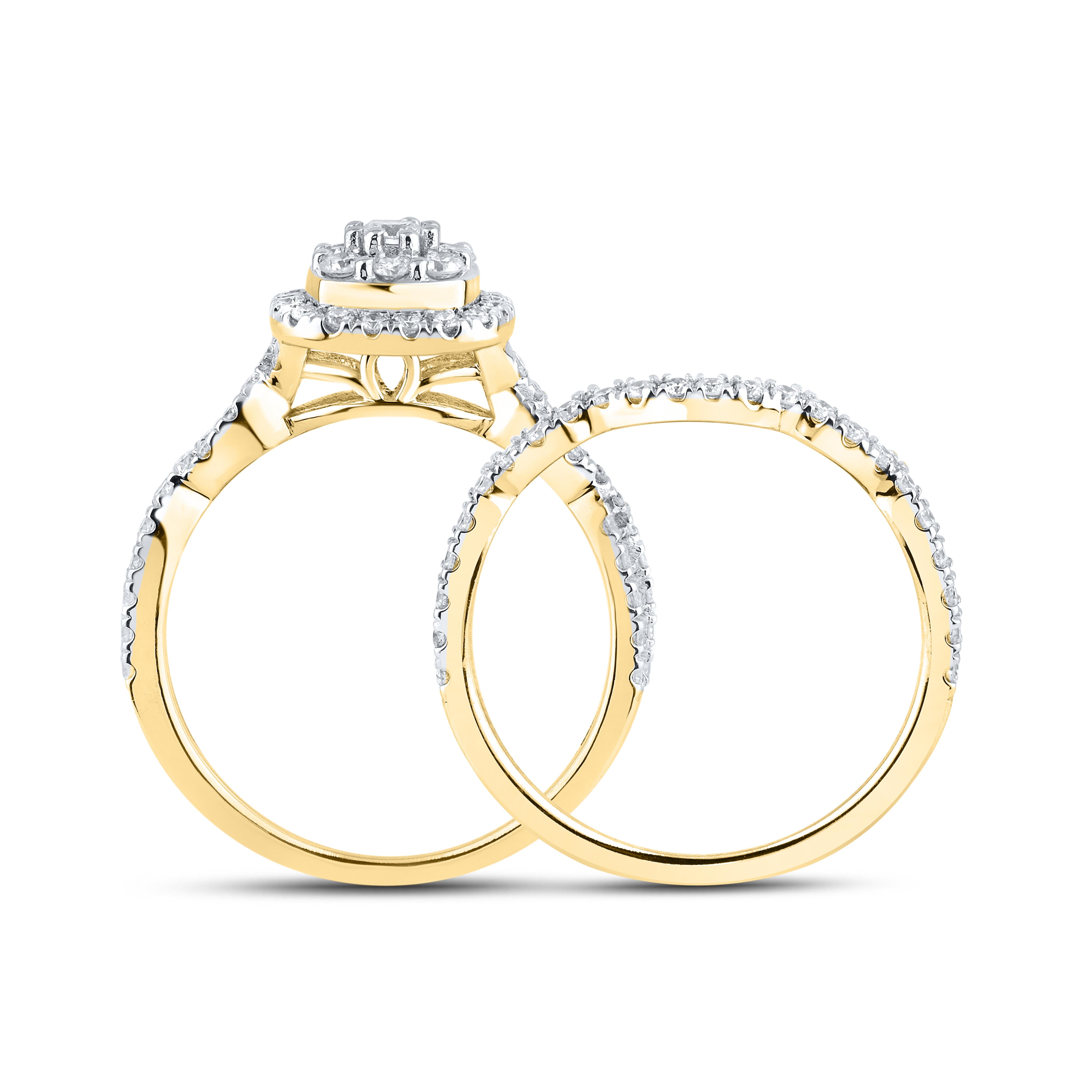 14KT YELLOW GOLD NATURAL DIAMOND BRIDAL RING SET 0.54 CTW