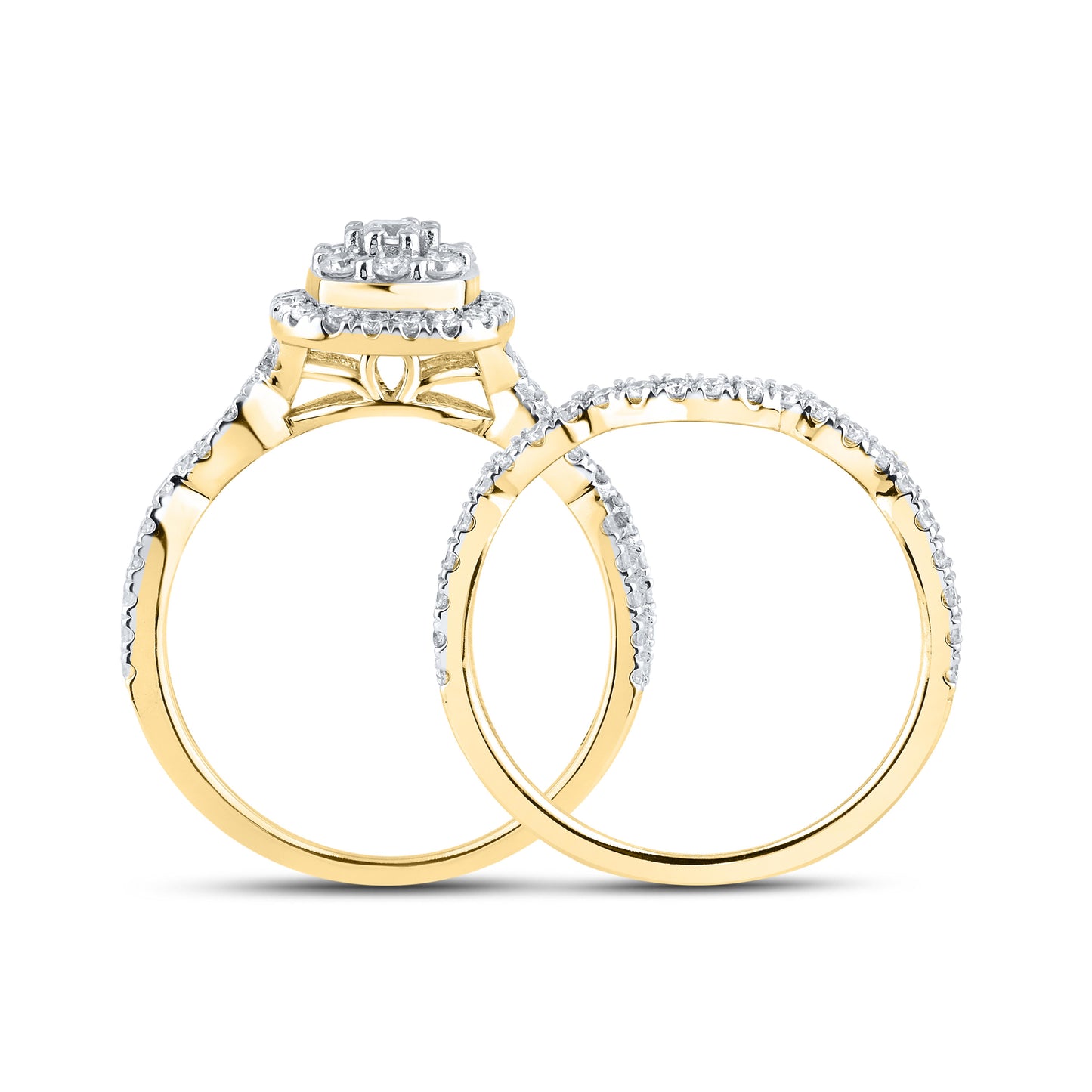 14K YELLOW GOLD NATURAL DIAMOND BRIDAL RING SET 0.54 CTW