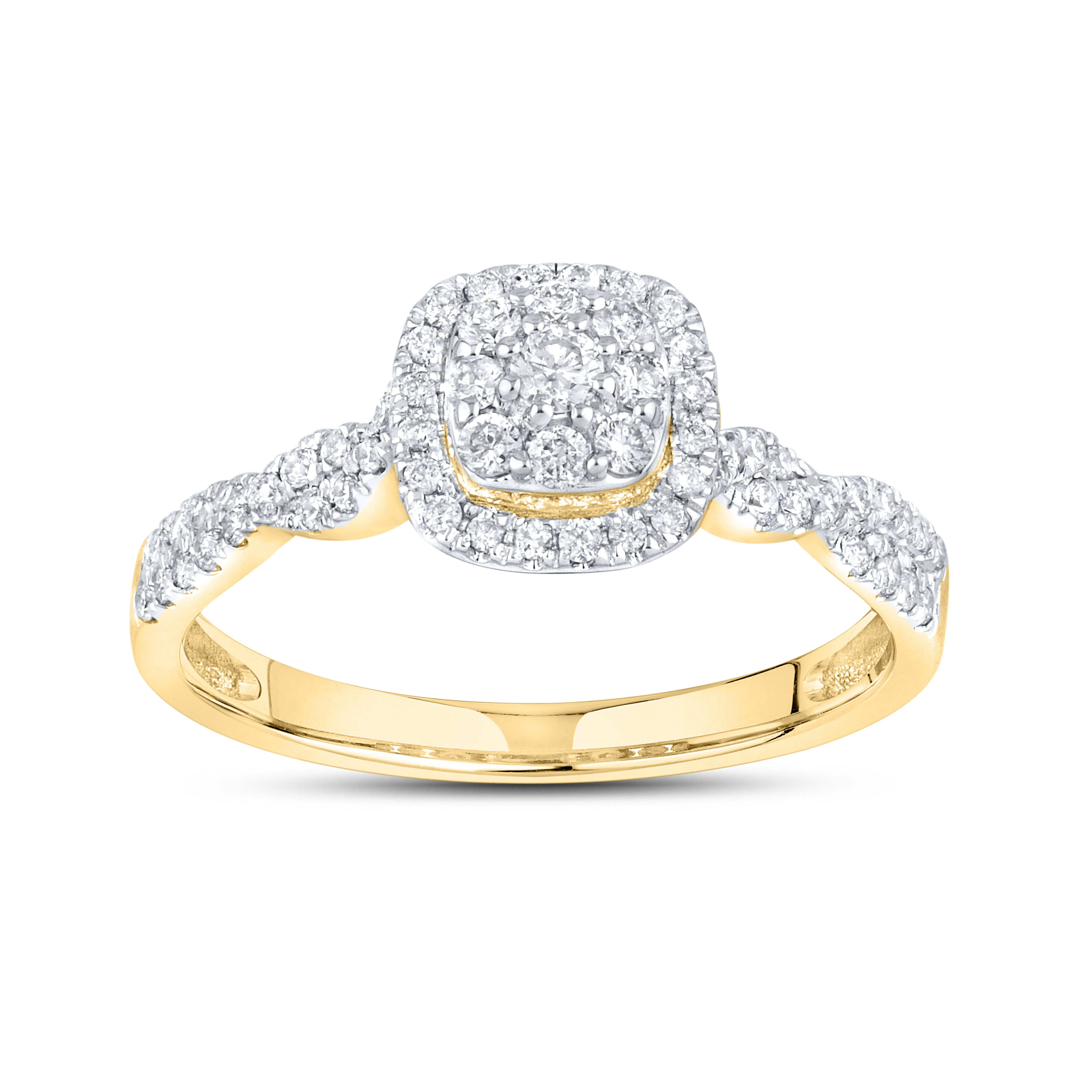 14KT YELLOW GOLD NATURAL DIAMOND BRIDAL RING SET 0.54 CTW