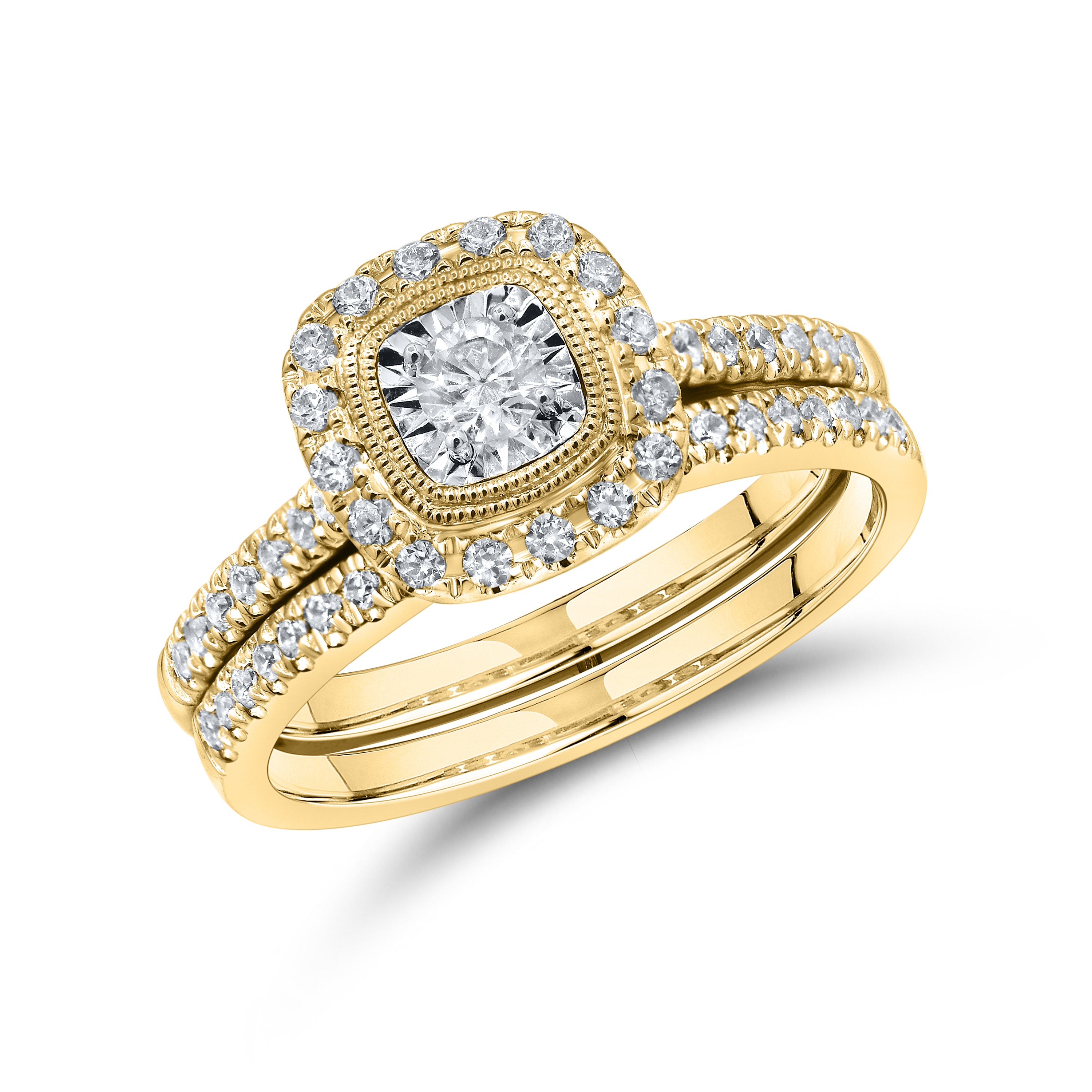 14KT YELLOW & WHITE GOLD 0.53 CTW DIAMOND BRIDAL SET