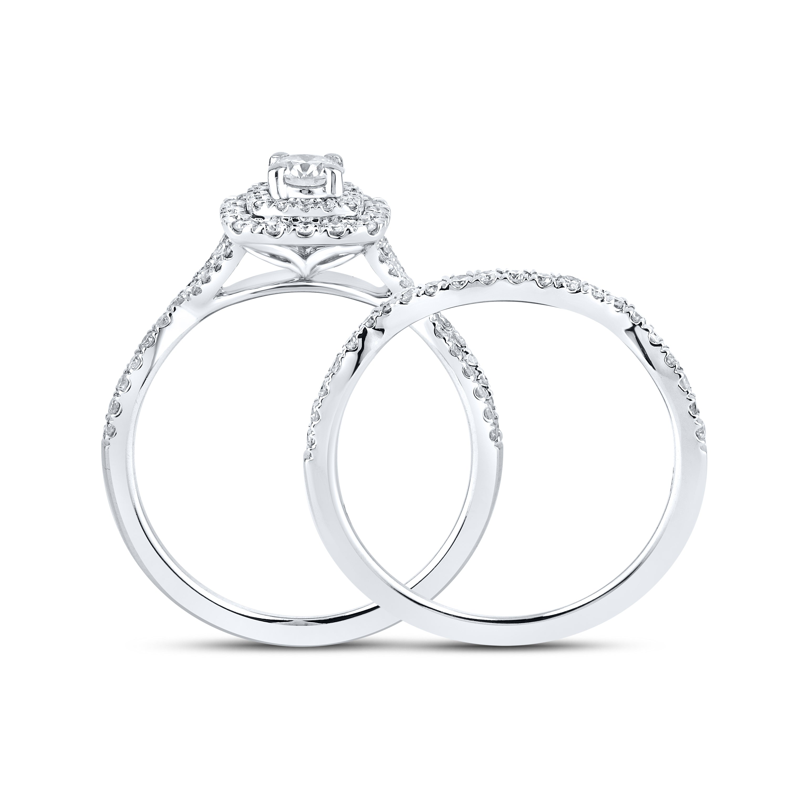 14kt white gold 0.84 CTW Natural Diamond Bridal ring set
