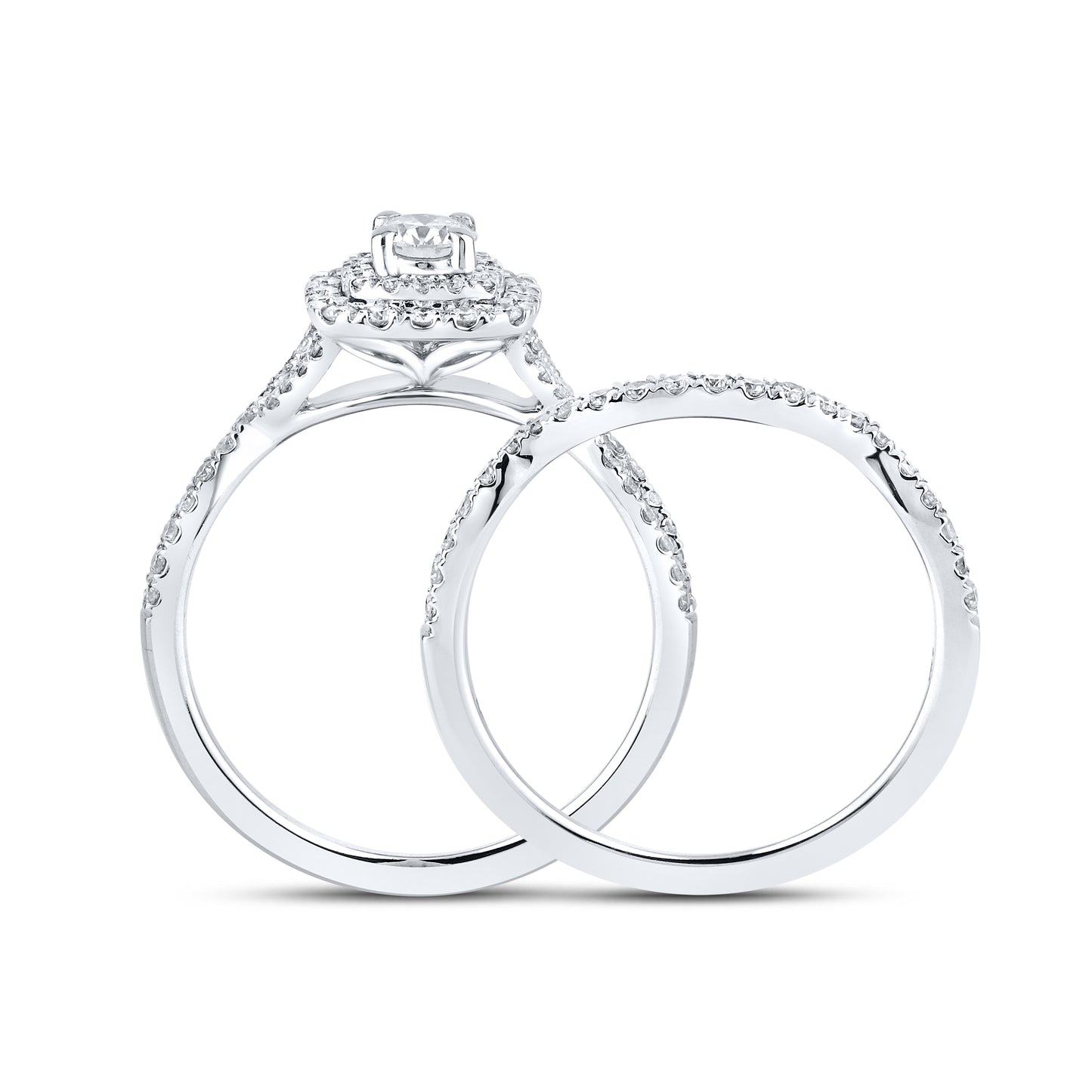 14kt white gold 0.84 CTW Natural Diamond Bridal ring set