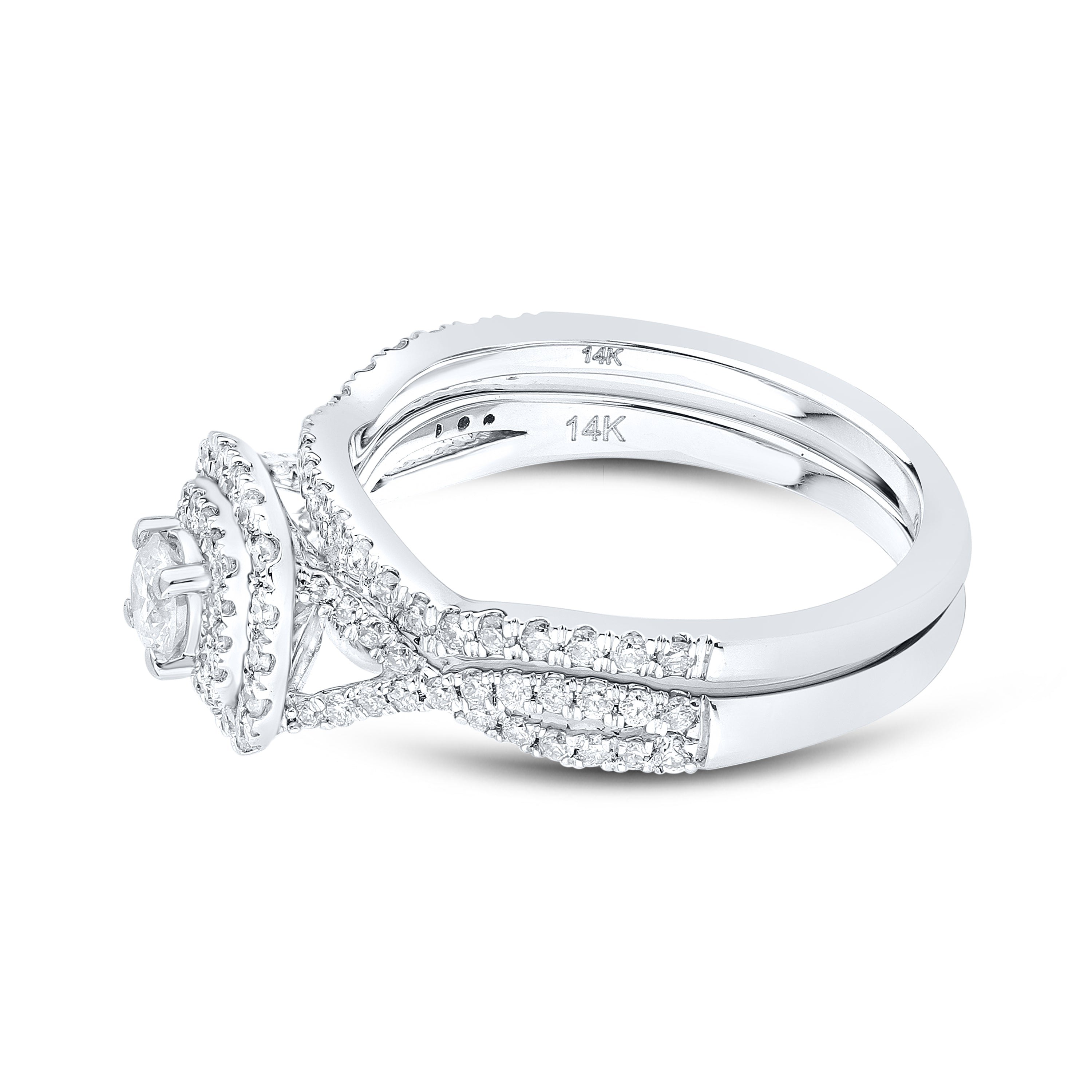 14kt white gold 0.84 CTW Natural Diamond Bridal ring set