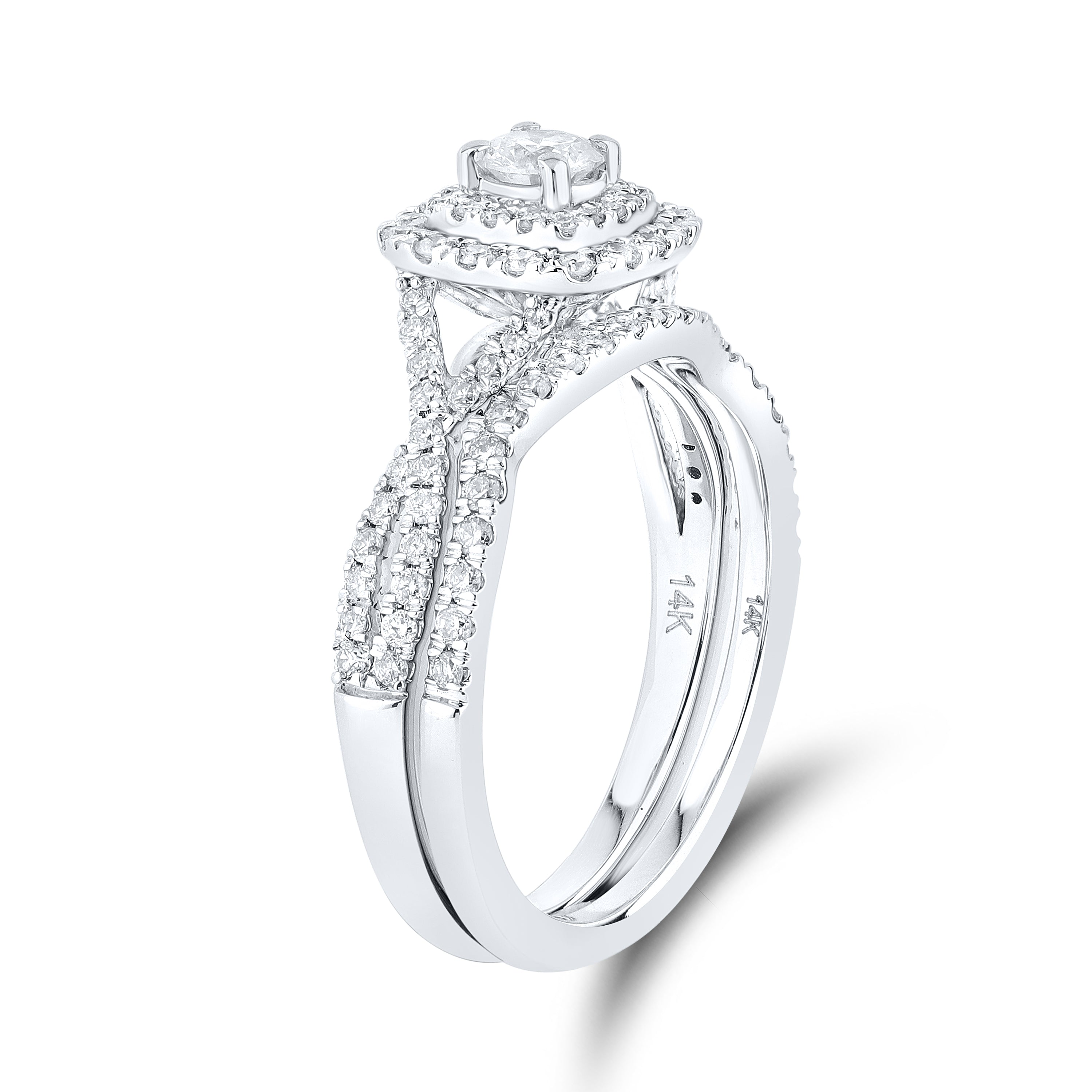 14kt white gold 0.84 CTW Natural Diamond Bridal ring set