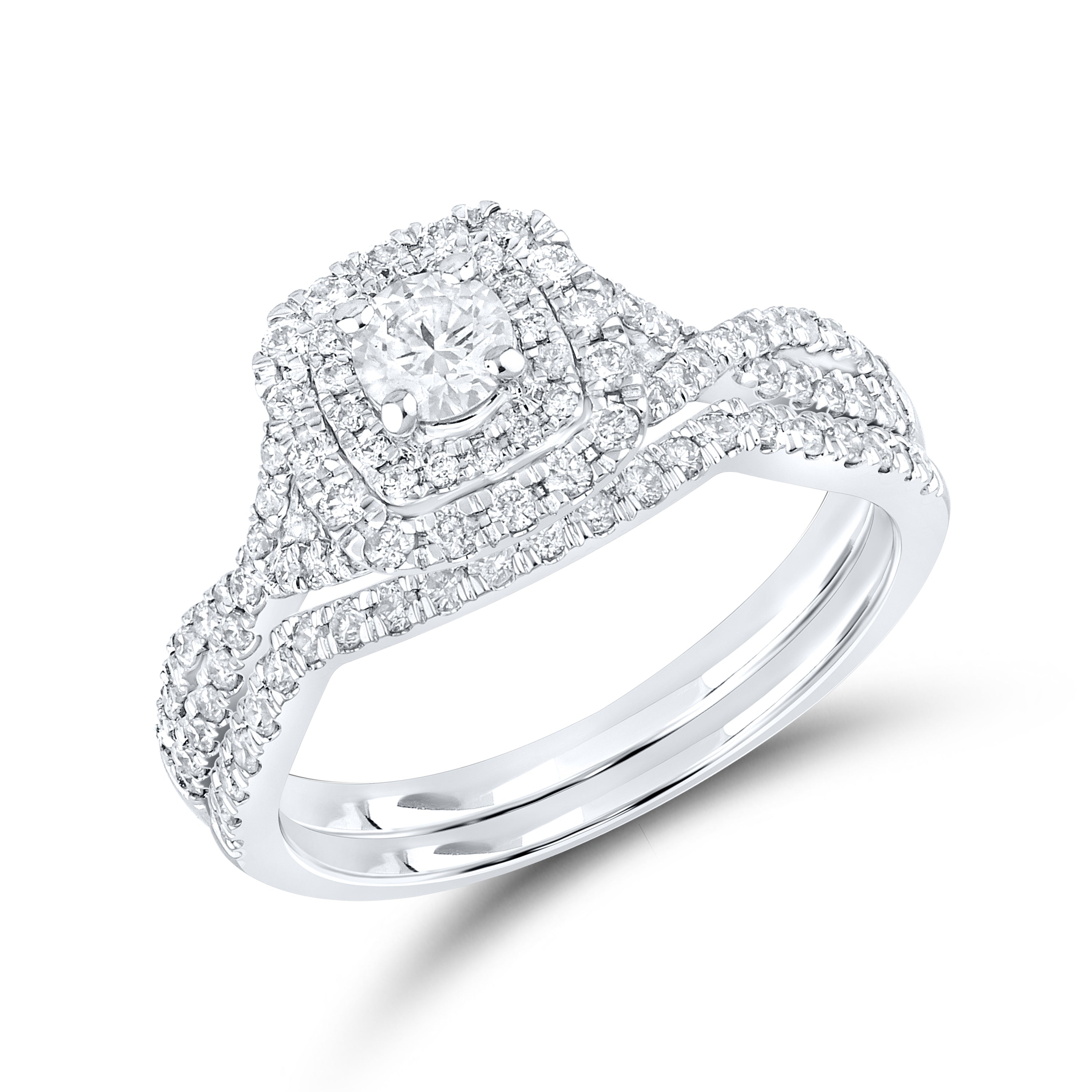 14kt white gold 0.84 CTW Natural Diamond Bridal ring set