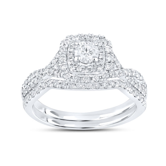 14kt white gold 0.84 CTW Natural Diamond Bridal ring set