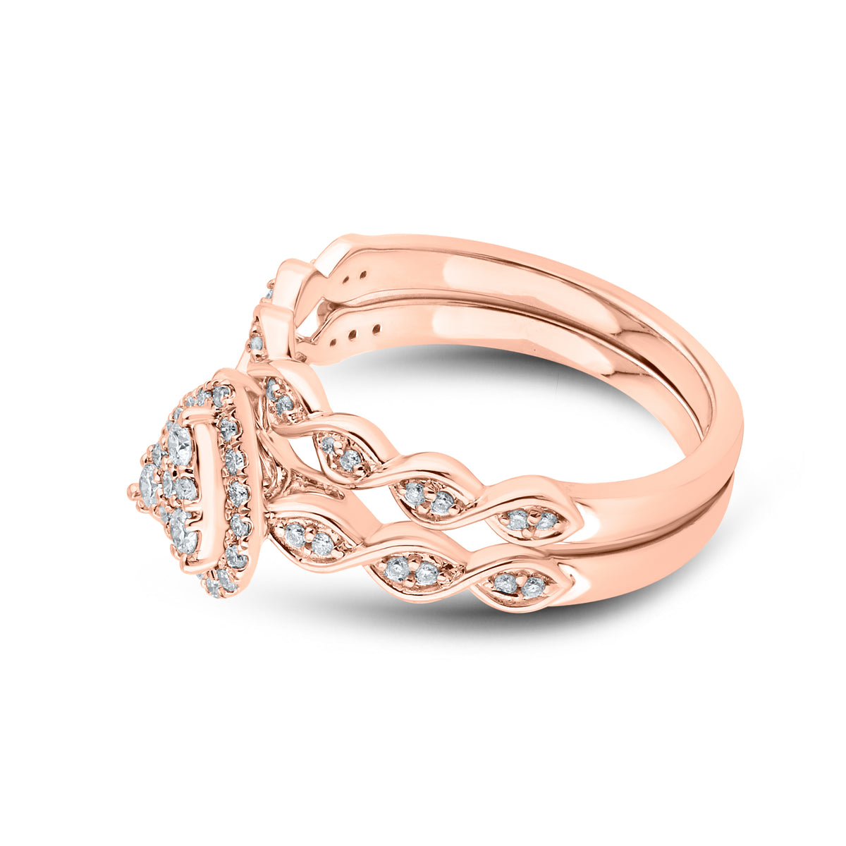 10kt Rose Gold Ring 0.33 CTW Heart Shape Diamond Bridal Ring Set