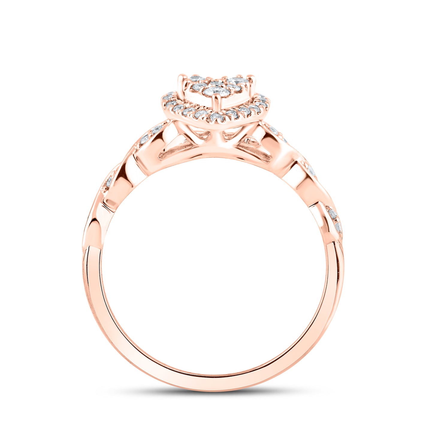 10kt Rose Gold Ring 0.33 CTW Heart Shape Diamond Bridal Ring Set