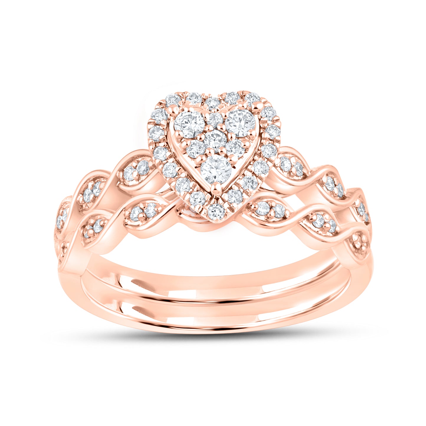 14kt Rose Gold 0.35 CTW lab Diamond Engagement Ring Set