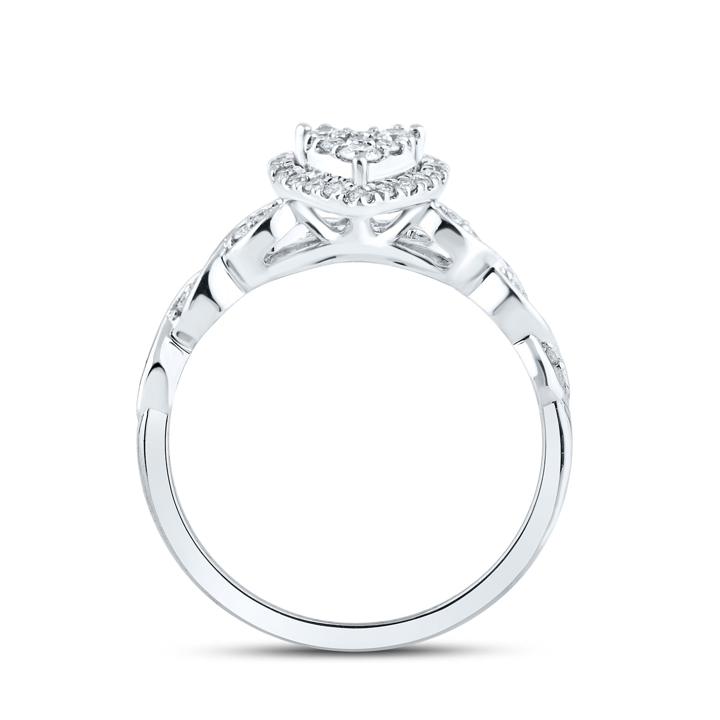 10kt White Gold Ring 0.36 CTW Heart Shape Diamond Bridal Ring Set