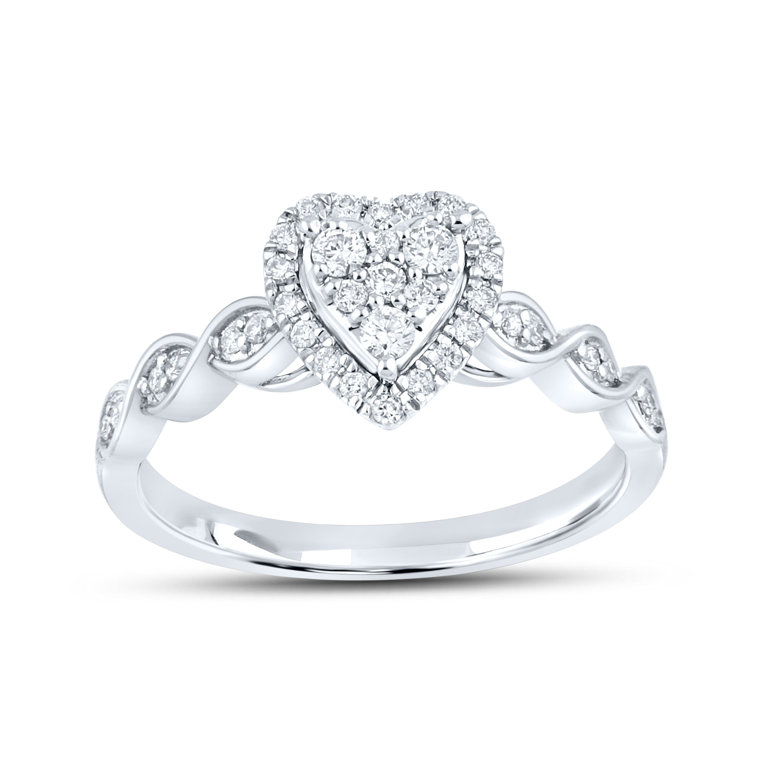 10kt White Gold Ring 0.36 CTW Heart Shape Diamond Bridal Ring Set