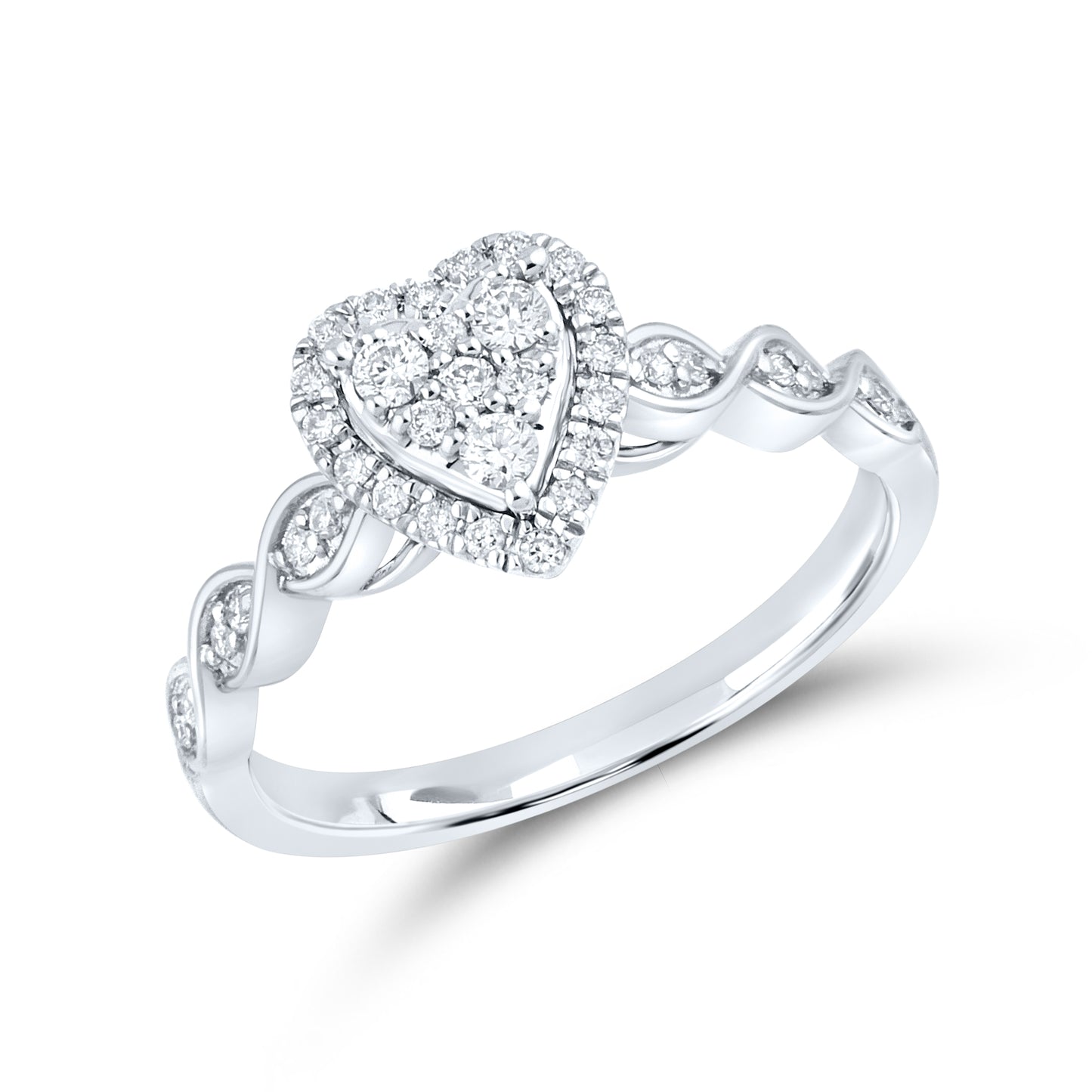 10kt White Gold Ring 0.36 CTW Heart Shape Diamond Bridal Ring Set