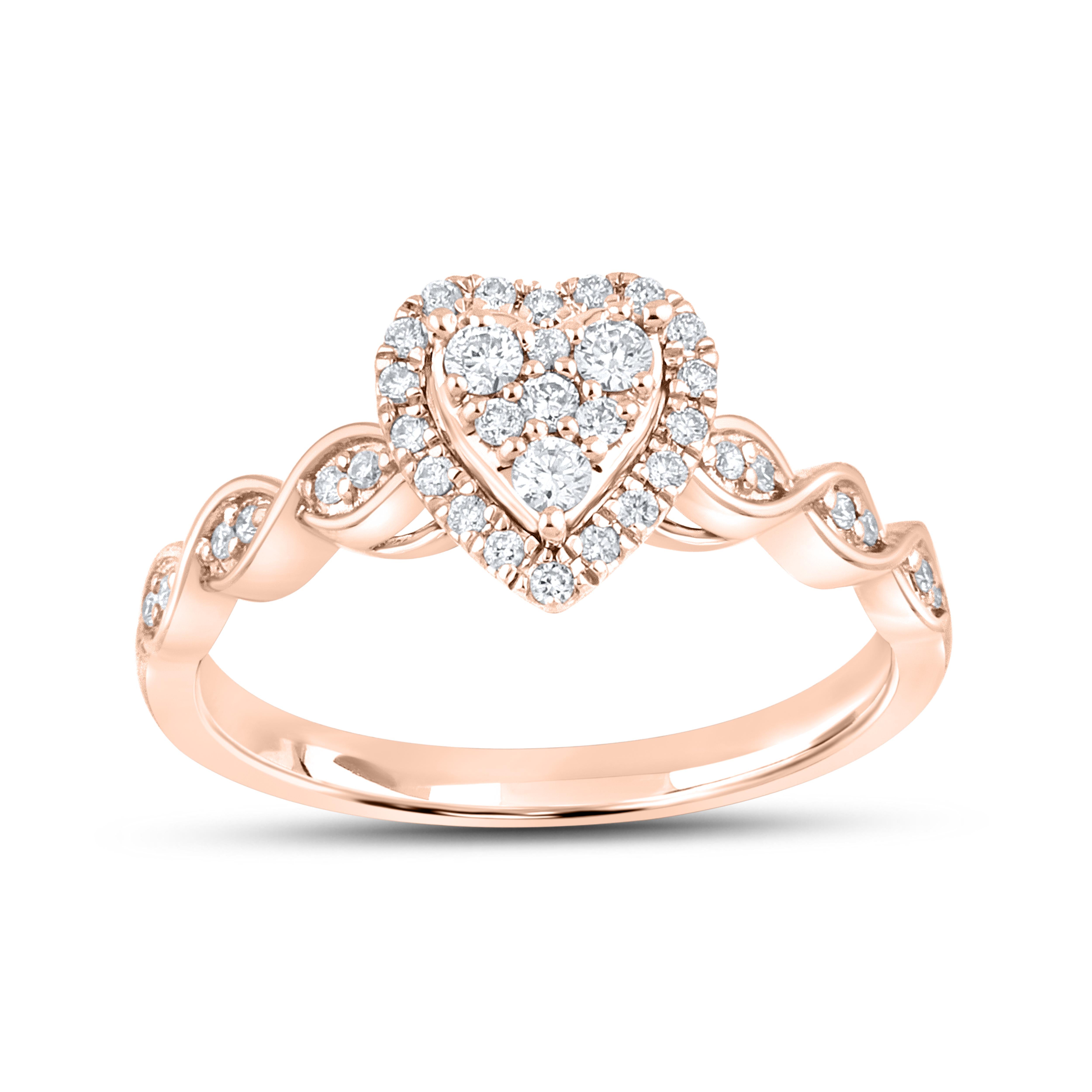 10kt Rose Gold Ring 0.33 CTW Heart Shape Diamond Bridal Ring Set
