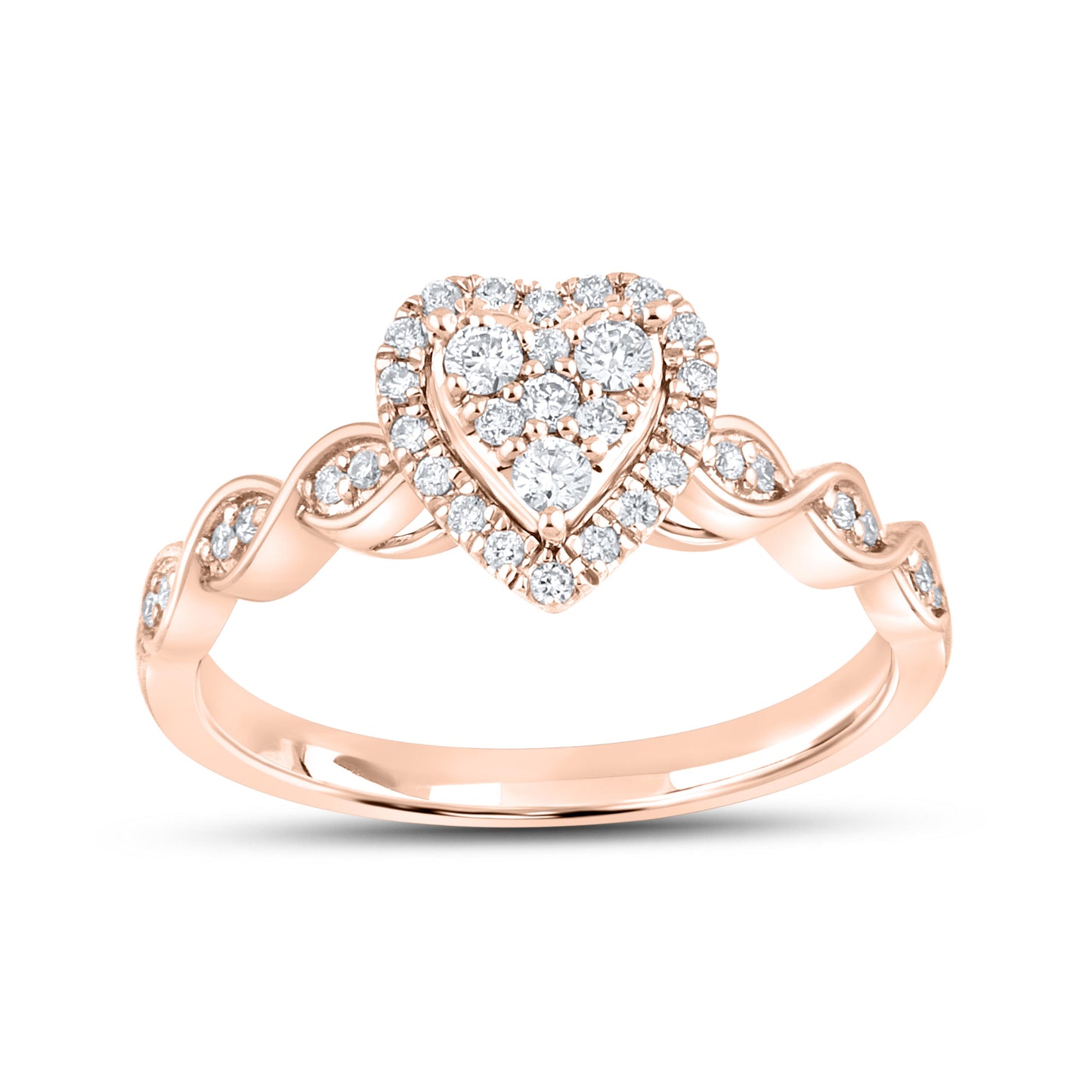 10k Rose Gold Ring 0.33 CTW Heart Shape Diamond Bridal Ring Set