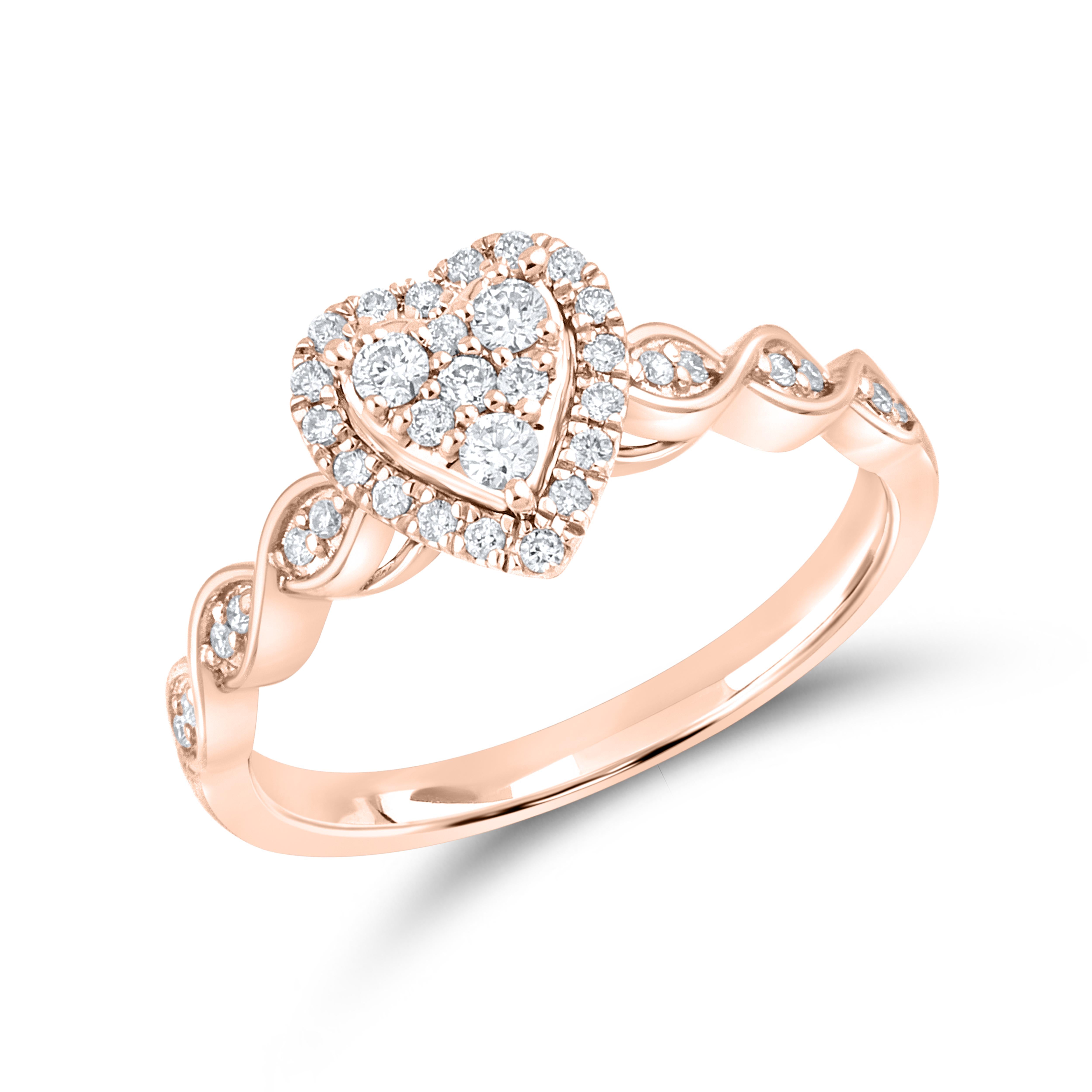 10kt Rose Gold Ring 0.33 CTW Heart Shape Diamond Bridal Ring Set